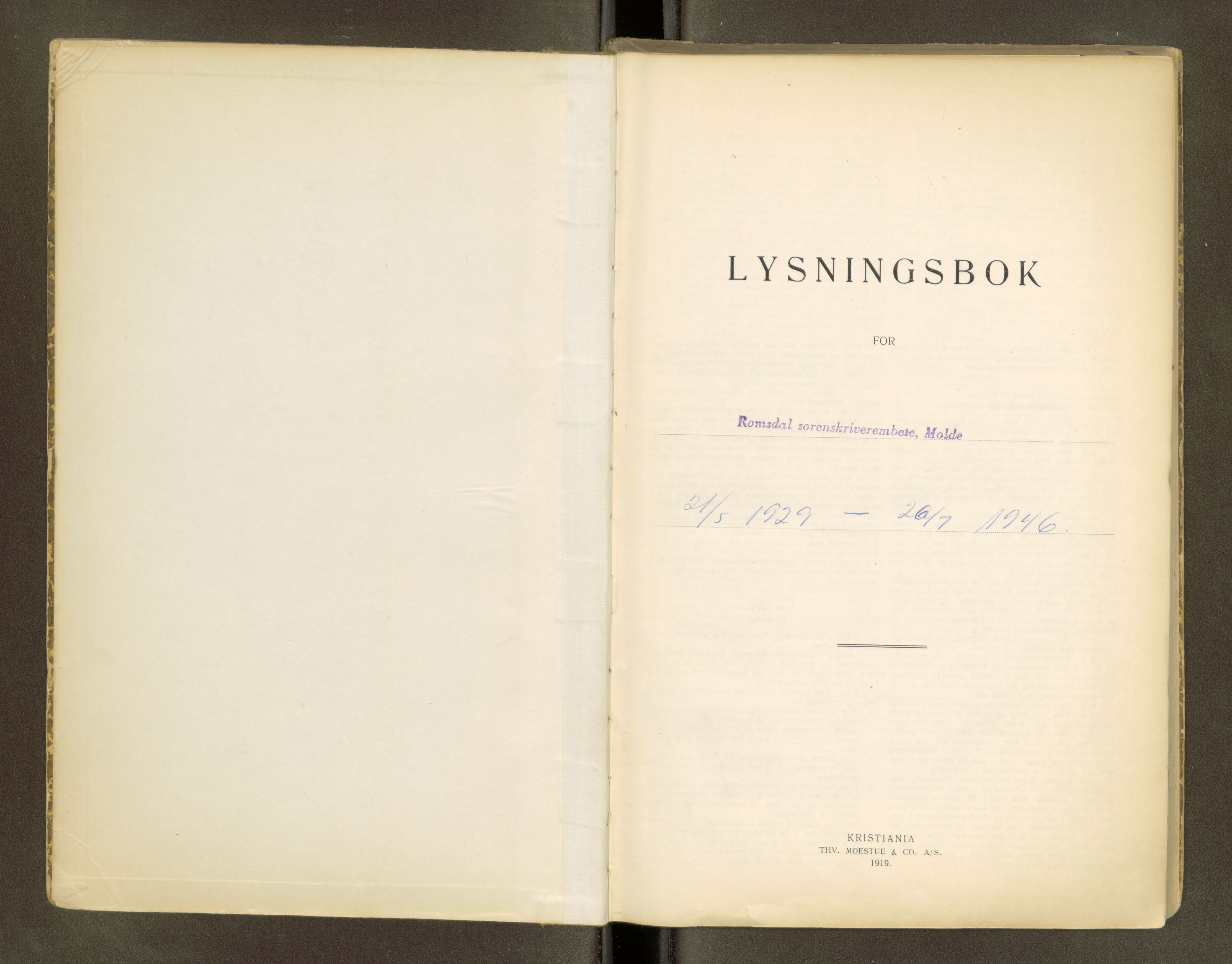 Romsdal sorenskriveri, AV/SAT-A-4149/1/6/6D/L0001: Lysingsbok, 1929-1946