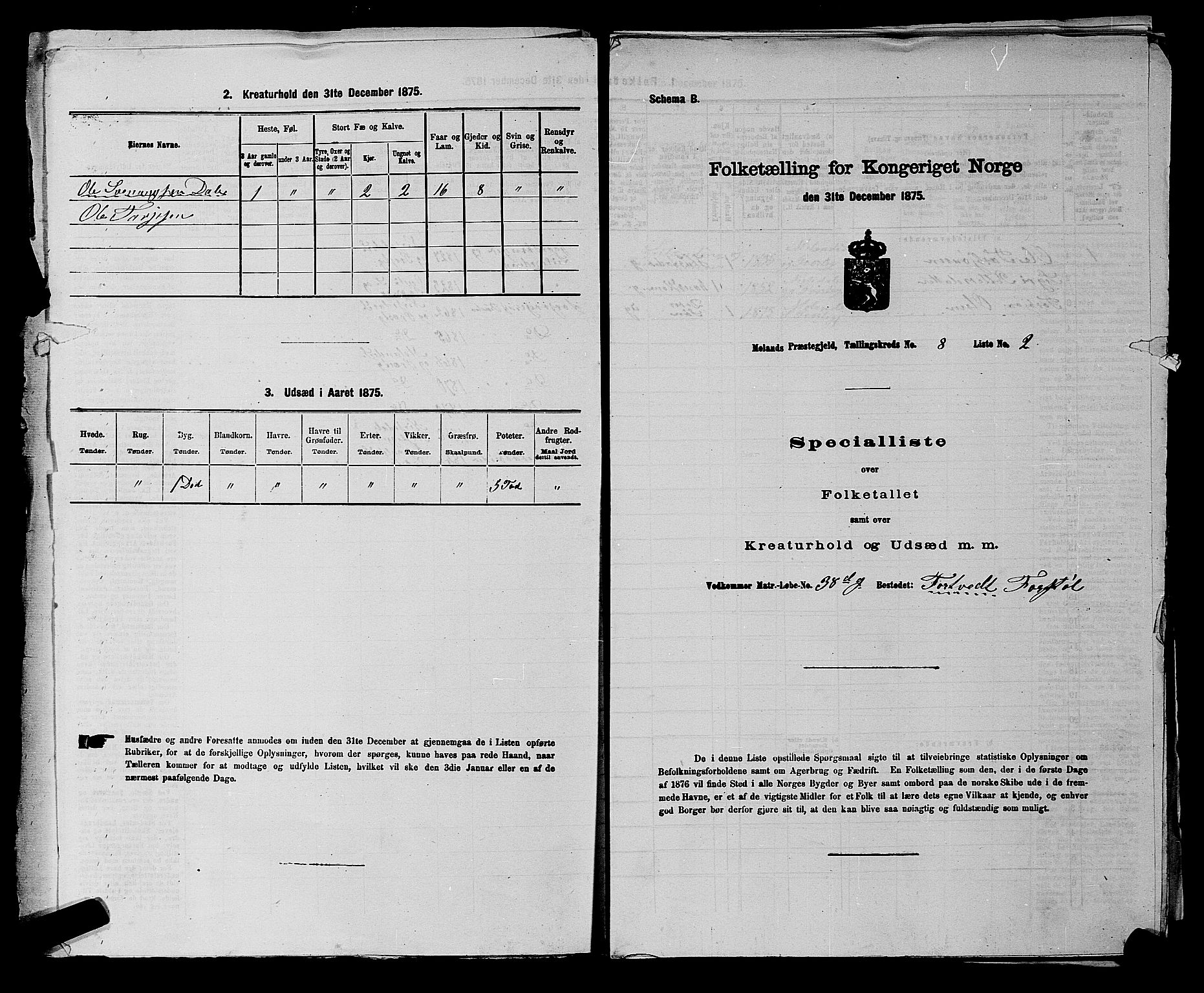 SAKO, Folketelling 1875 for 0831P Moland prestegjeld, 1875, s. 715