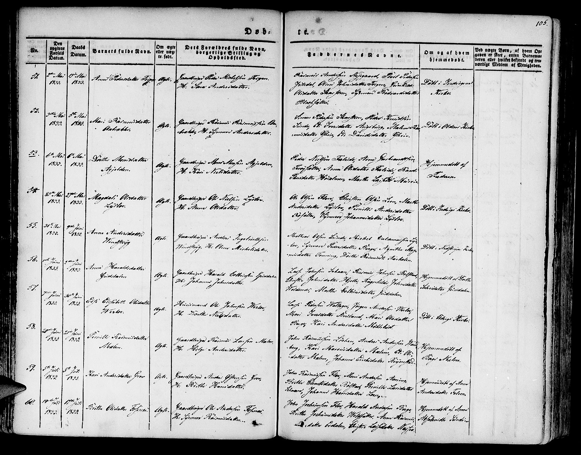Innvik sokneprestembete, AV/SAB-A-80501: Ministerialbok nr. A 4I, 1831-1846, s. 105