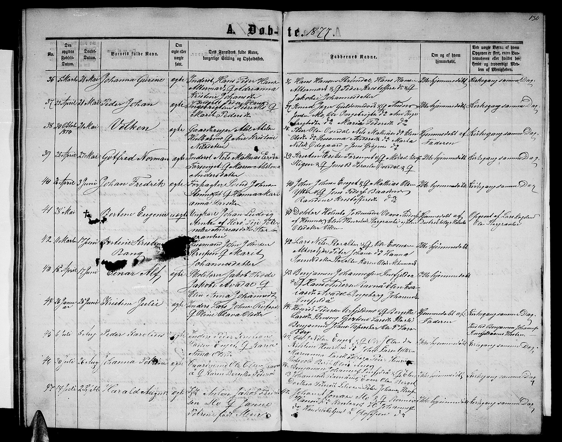 Ministerialprotokoller, klokkerbøker og fødselsregistre - Nordland, AV/SAT-A-1459/827/L0415: Klokkerbok nr. 827C04, 1864-1886, s. 130