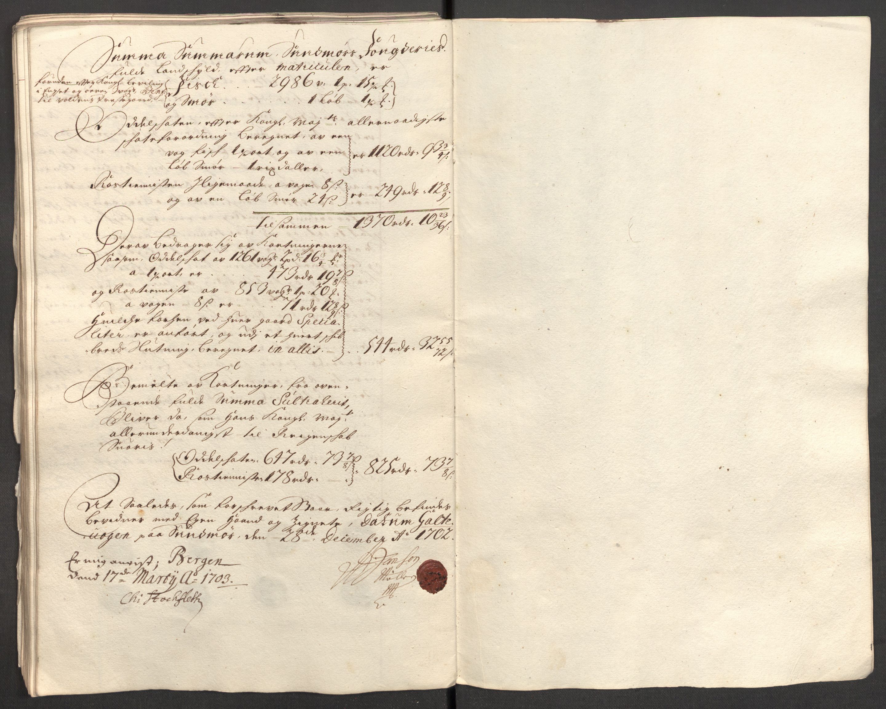 Rentekammeret inntil 1814, Reviderte regnskaper, Fogderegnskap, AV/RA-EA-4092/R54/L3559: Fogderegnskap Sunnmøre, 1702-1703, s. 141