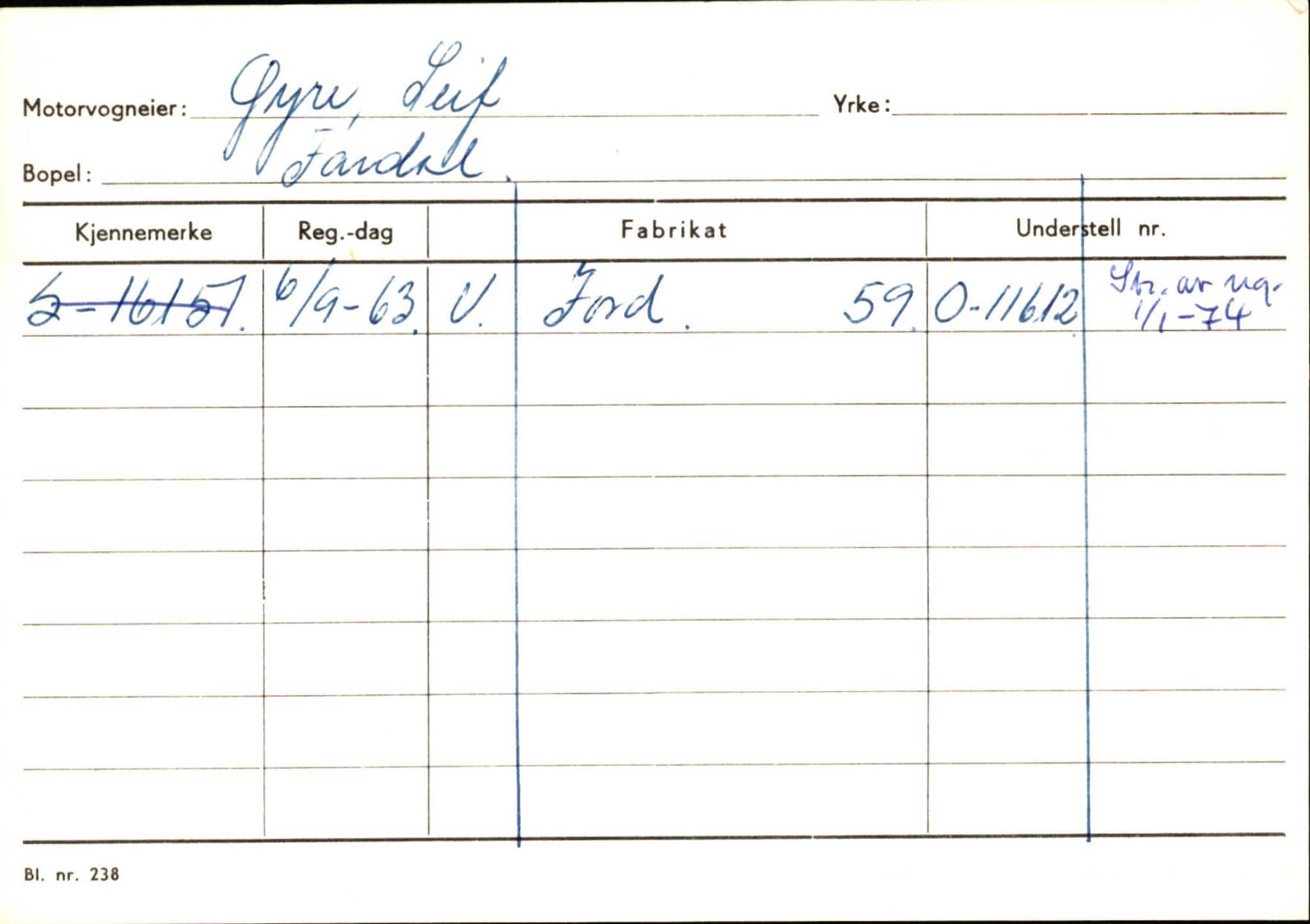 Statens vegvesen, Sogn og Fjordane vegkontor, AV/SAB-A-5301/4/F/L0125: Eigarregister Sogndal V-Å. Aurland A-Å. Fjaler A-N, 1945-1975, s. 302