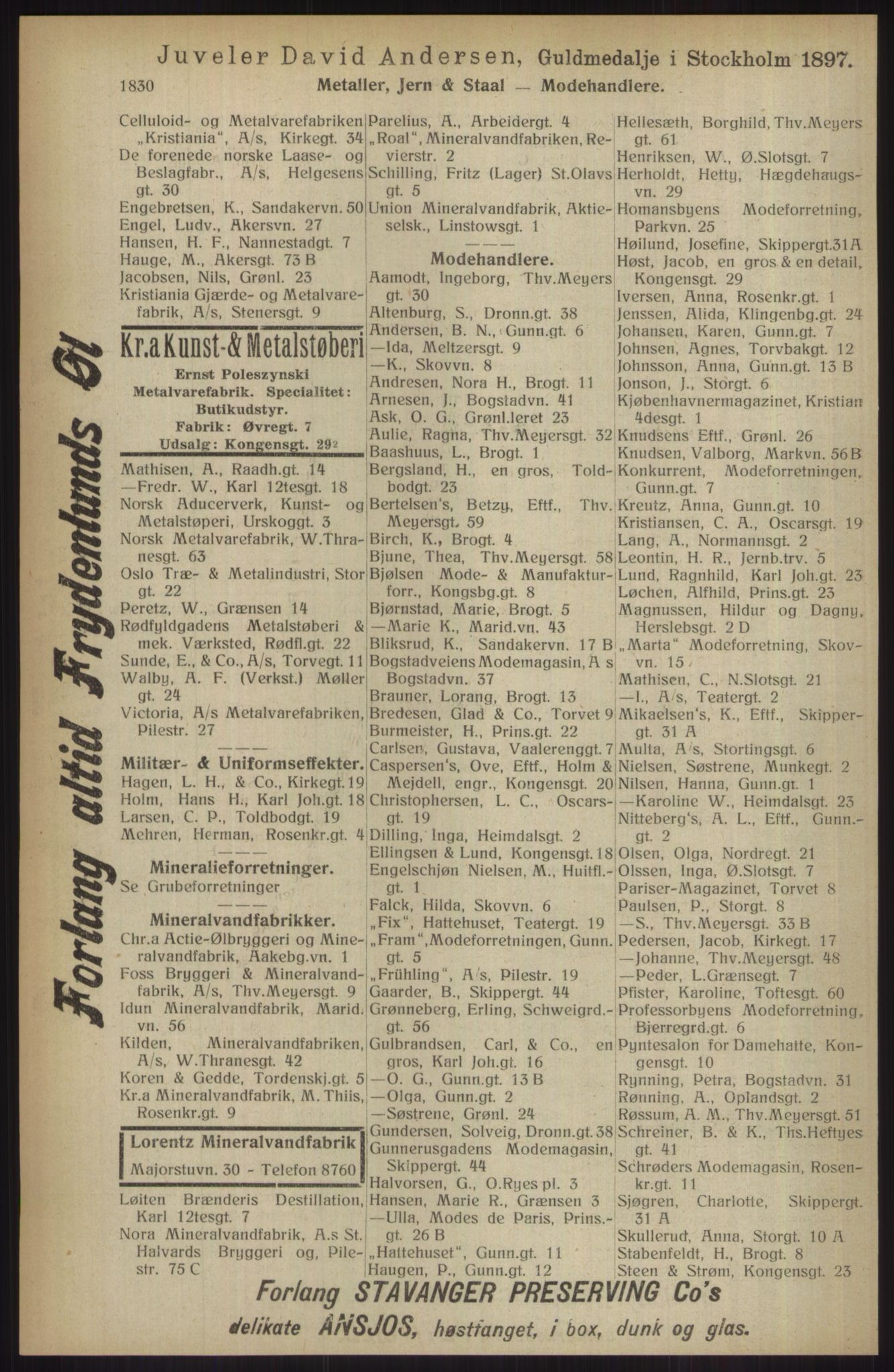 Kristiania/Oslo adressebok, PUBL/-, 1914, s. 1830