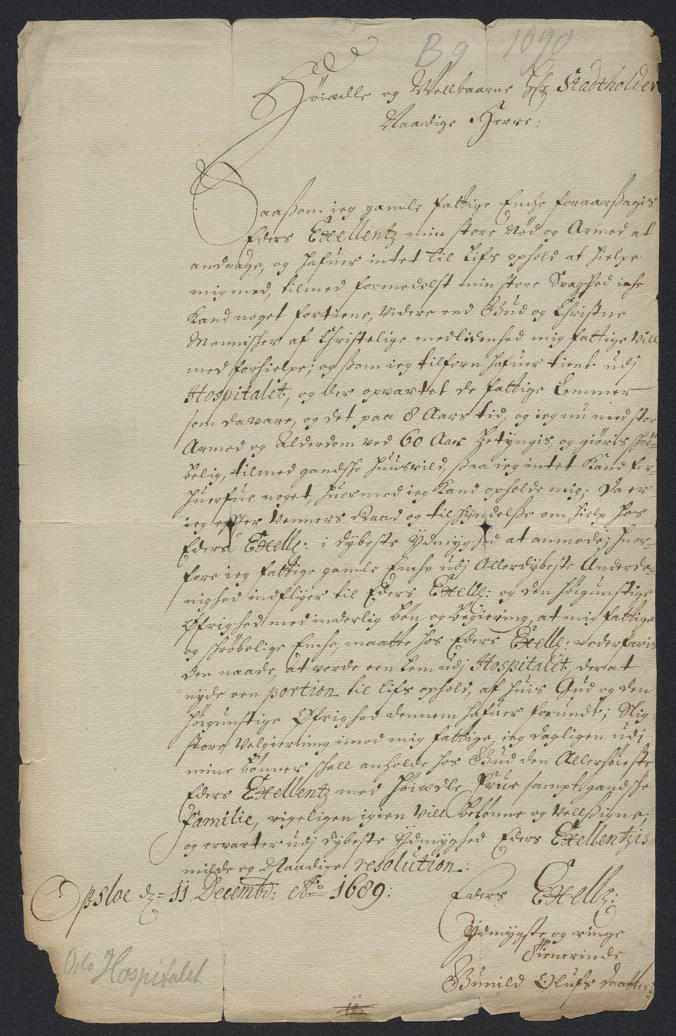 Oslo stiftsdireksjon, AV/SAO-A-11085/K/Kb/L0002/0011: Oslo Hospital / Hospitalslemmer: Brev, fortegnelser over lemmer og søkere, søknader, 1667-1823, s. 7