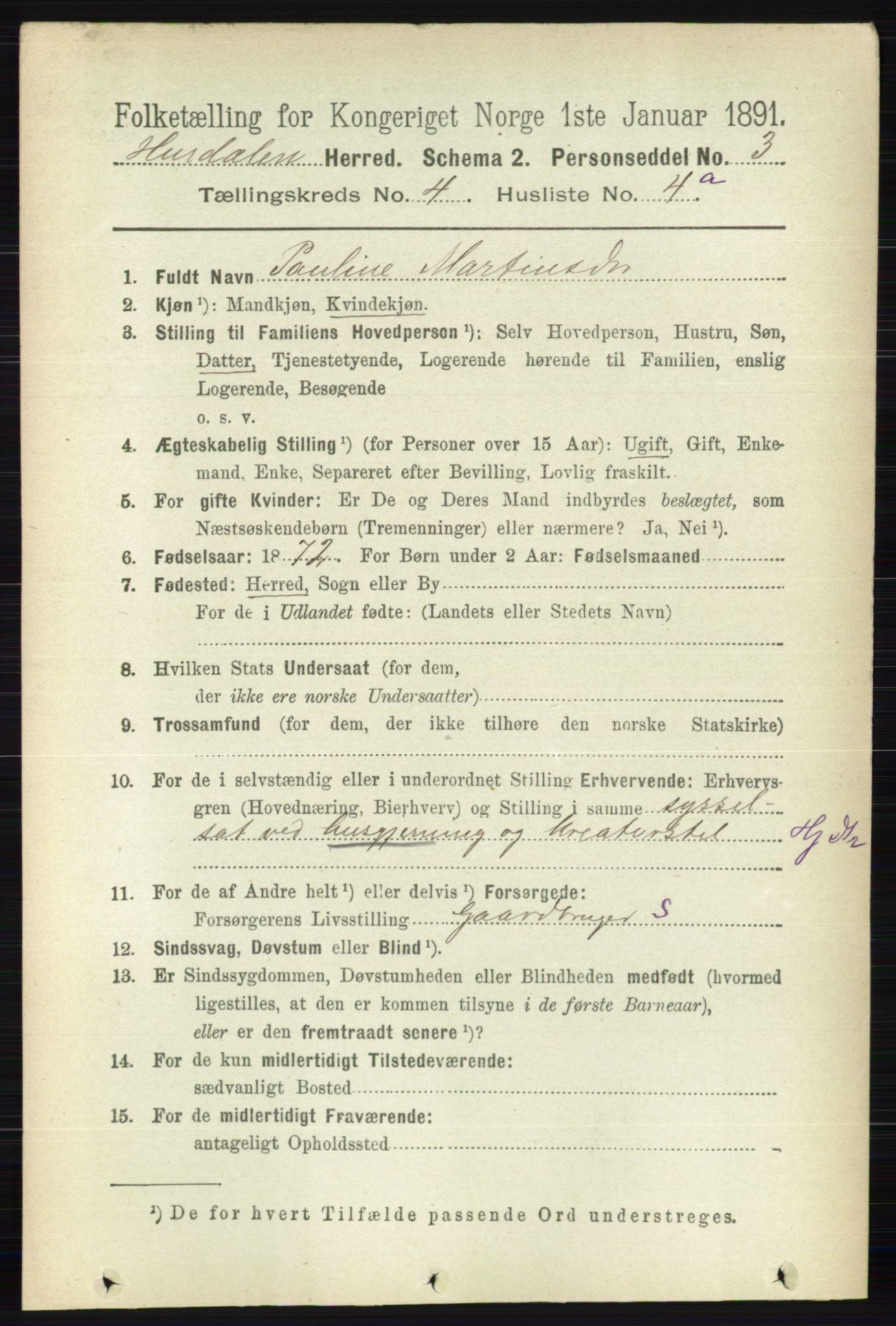 RA, Folketelling 1891 for 0239 Hurdal herred, 1891, s. 1448