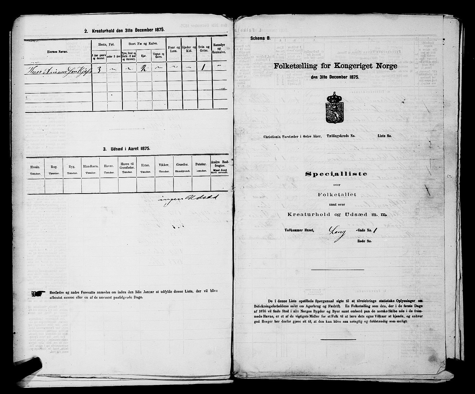 RA, Folketelling 1875 for 0218bP Østre Aker prestegjeld, 1875, s. 498