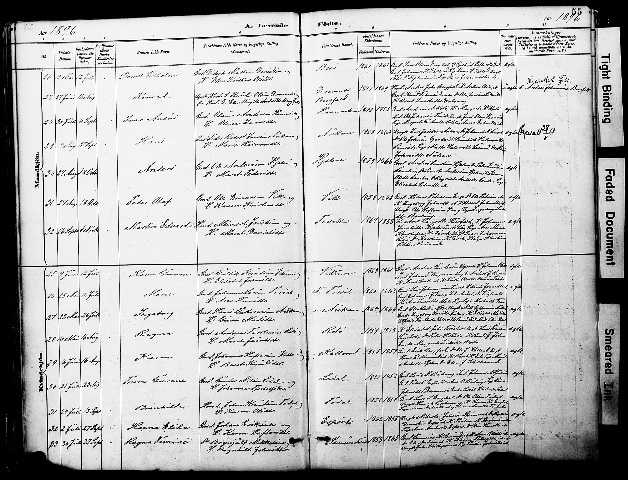 Ministerialprotokoller, klokkerbøker og fødselsregistre - Møre og Romsdal, AV/SAT-A-1454/578/L0907: Ministerialbok nr. 578A06, 1887-1904, s. 55