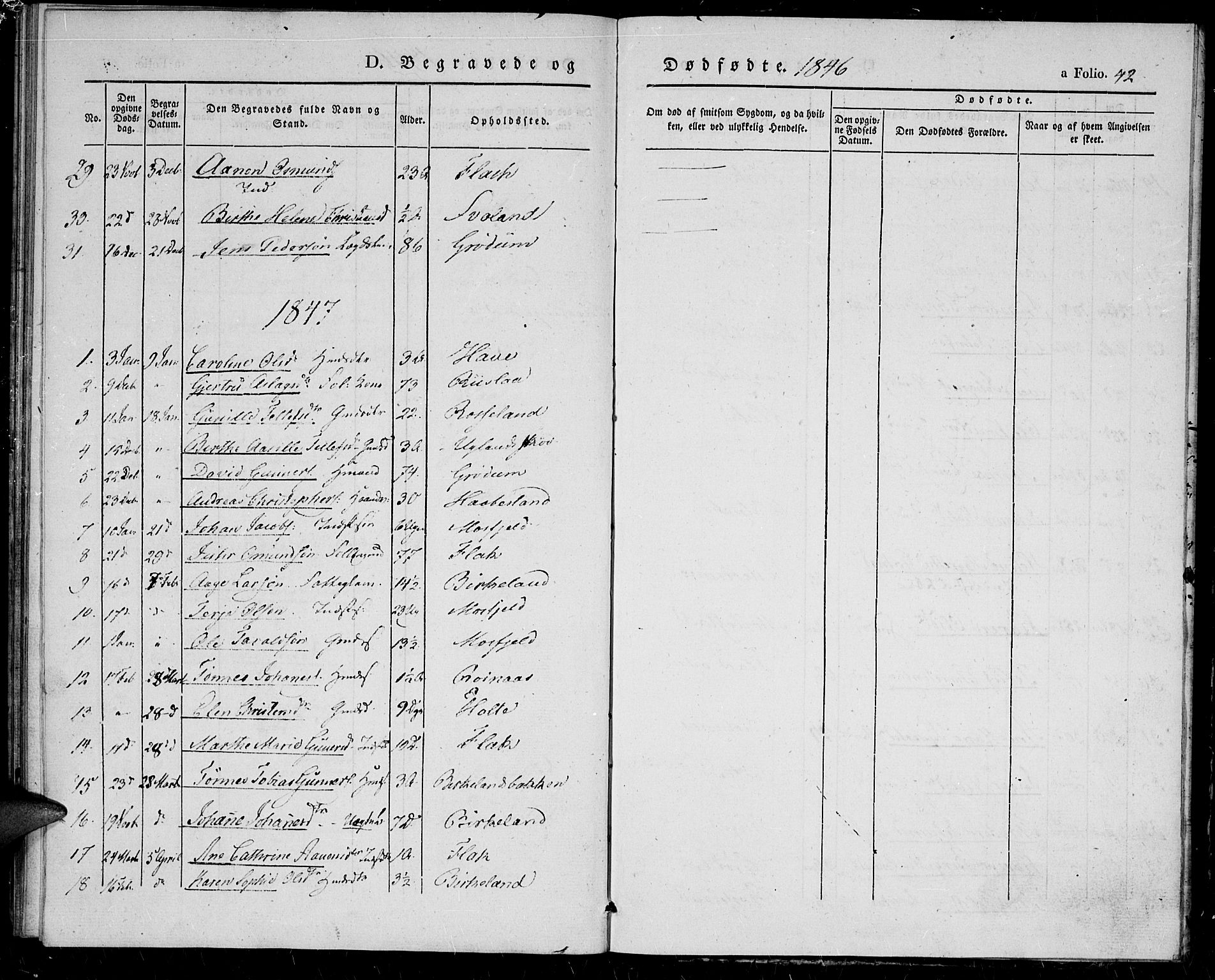 Birkenes sokneprestkontor, SAK/1111-0004/F/Fa/L0002: Ministerialbok nr. A 2, 1839-1849, s. 42