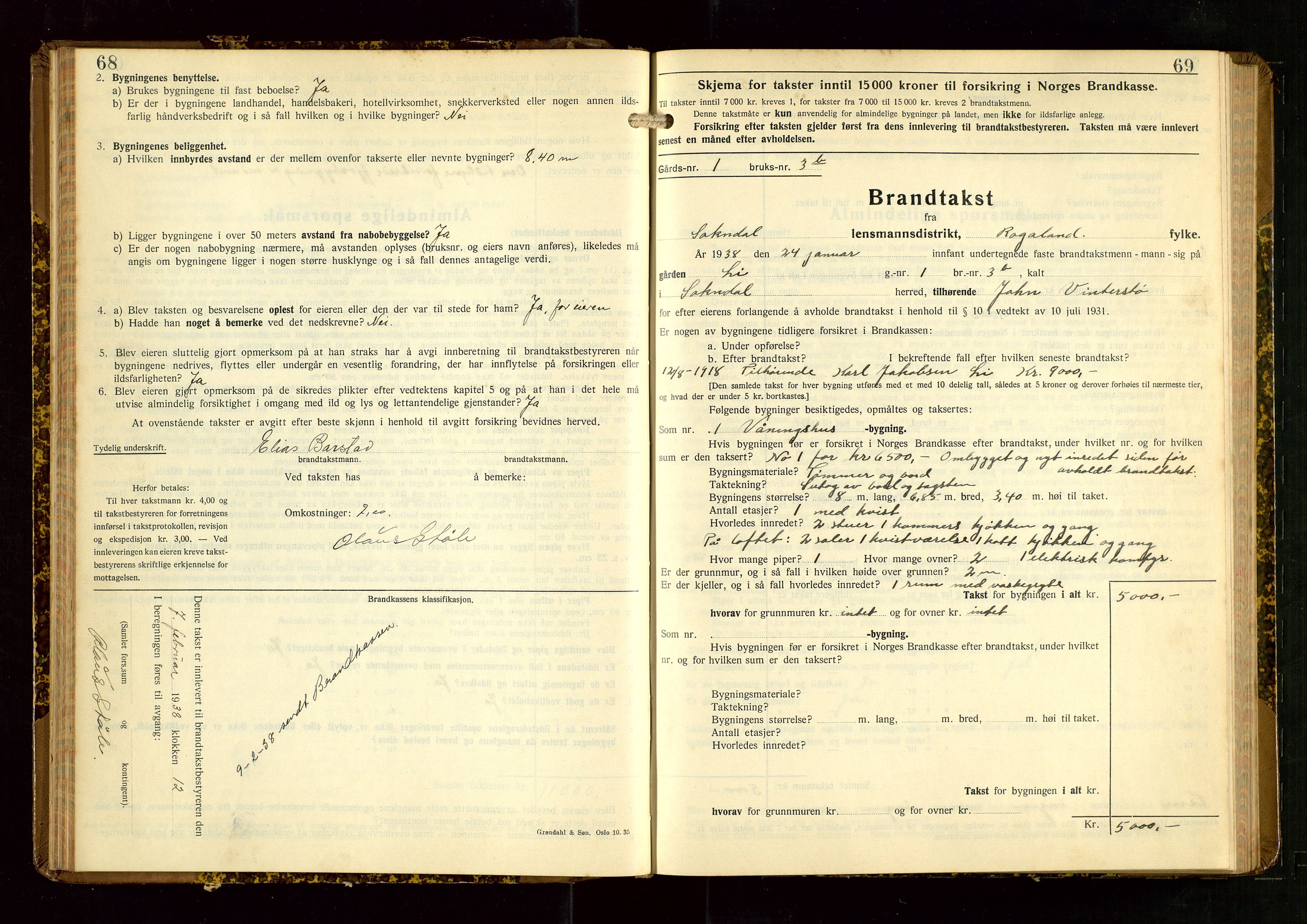 Sokndal lensmannskontor, AV/SAST-A-100417/Gob/L0008: "Brandtakst-Protokoll", 1937-1955, s. 68-69