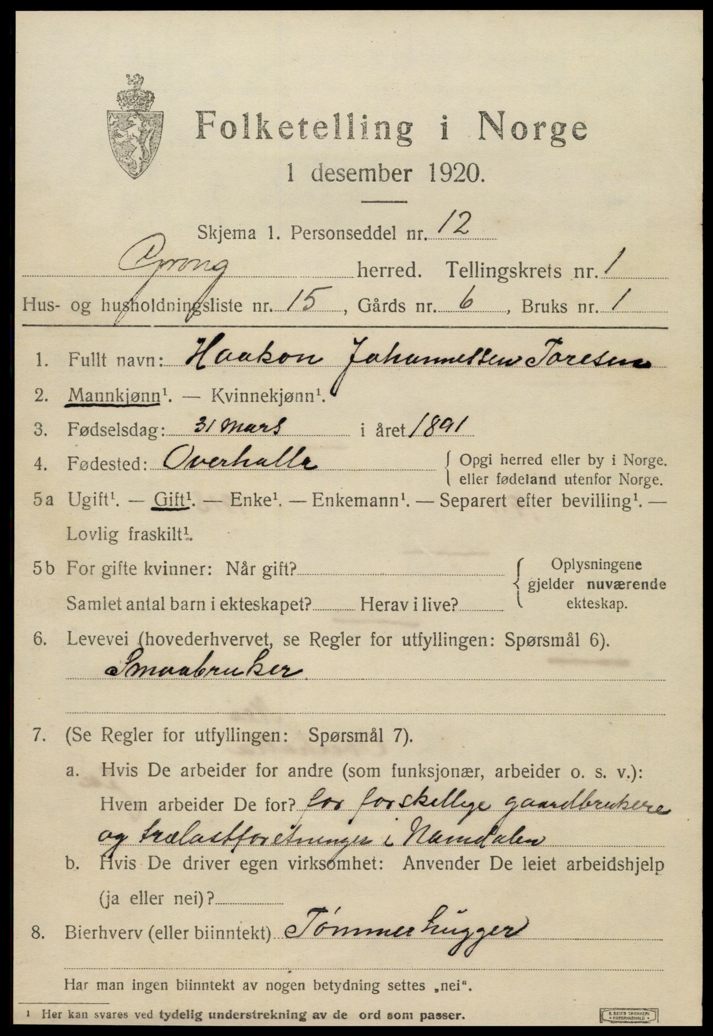 SAT, Folketelling 1920 for 1742 Grong herred, 1920, s. 1223