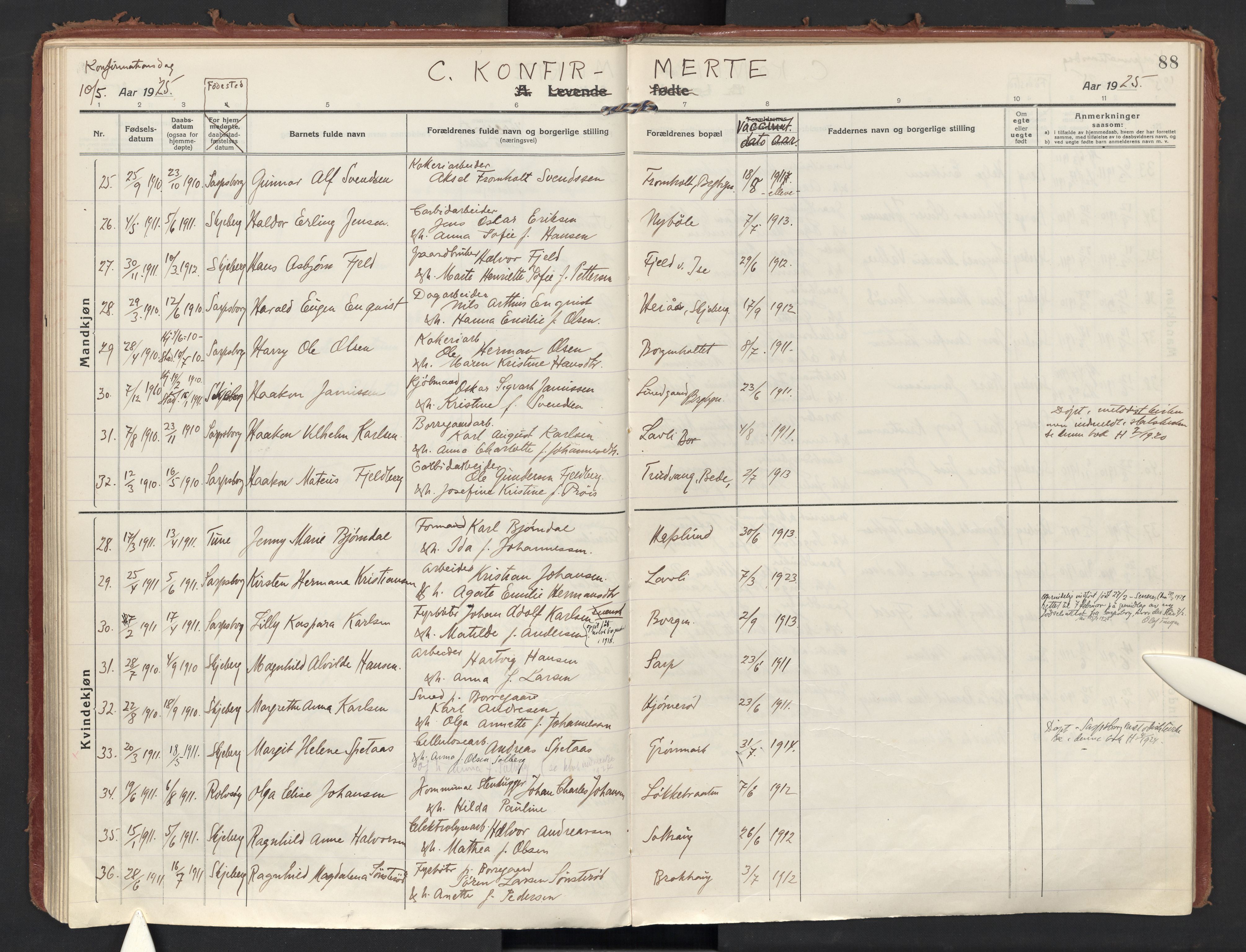 Skjeberg prestekontor Kirkebøker, AV/SAO-A-10923/F/Fd/L0001: Ministerialbok nr. IV 1, 1916-1925, s. 88