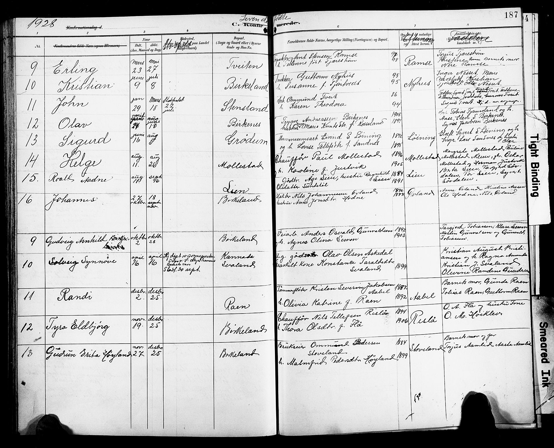 Birkenes sokneprestkontor, AV/SAK-1111-0004/F/Fb/L0004: Klokkerbok nr. B 4, 1893-1930, s. 187