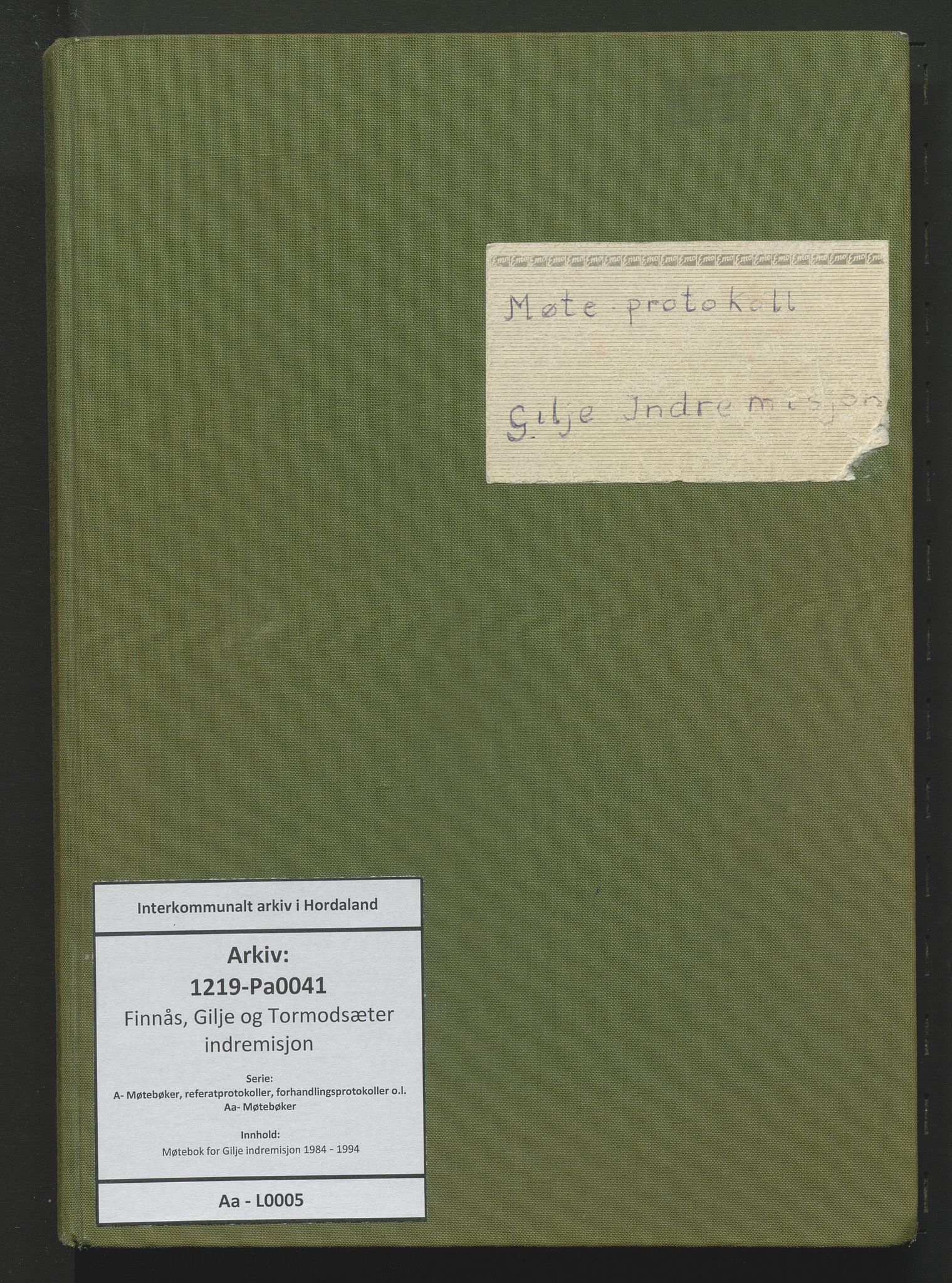 Finnås, Gilje og Tormodsæter indremisjon, IKAH/1219-Pa0041/A/Aa/L0005: Møtebok for Gilje indremisjon, 1984-1994