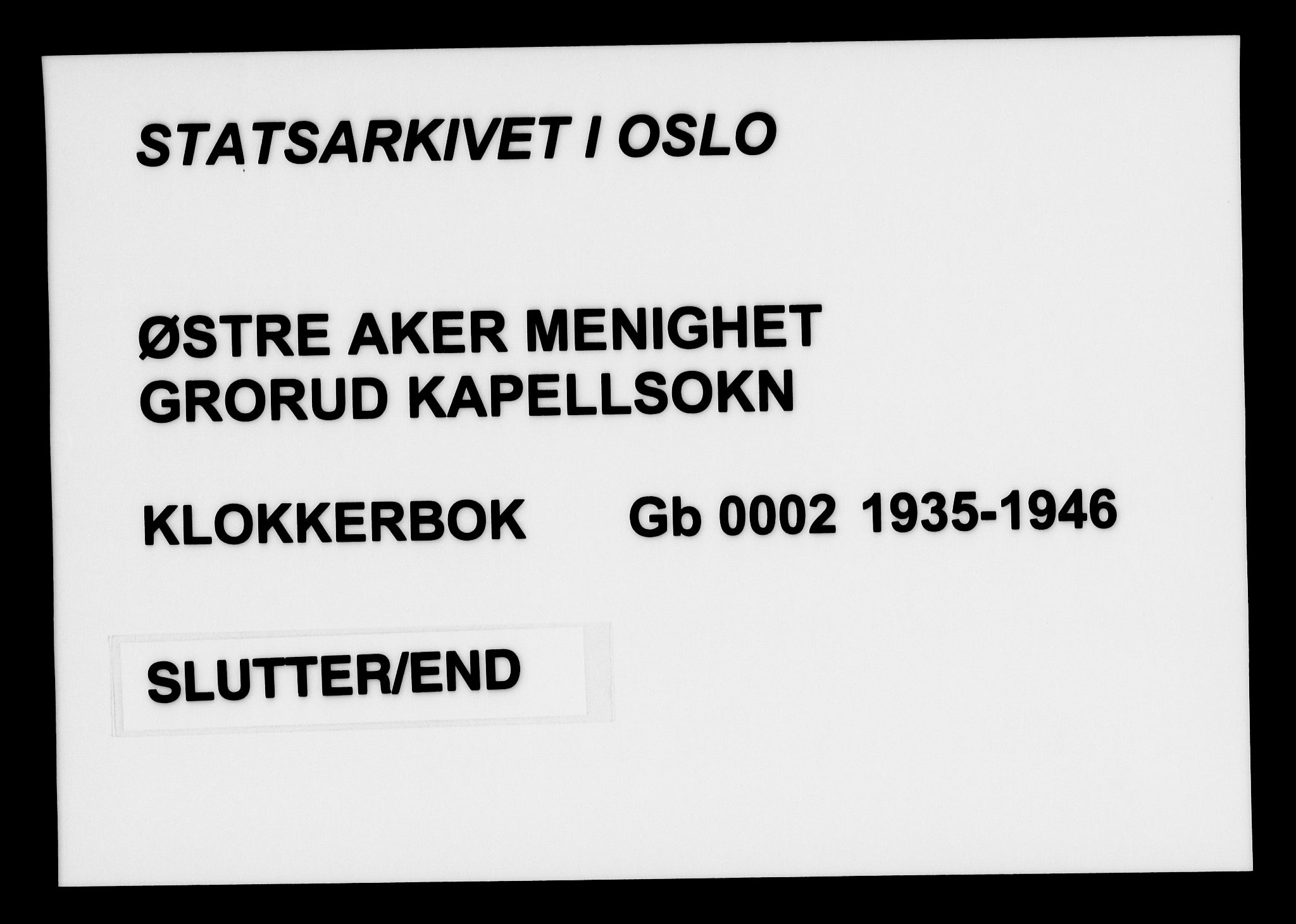 Østre Aker prestekontor Kirkebøker, AV/SAO-A-10840/G/Gb/L0002: Klokkerbok nr. II 2, 1935-1946