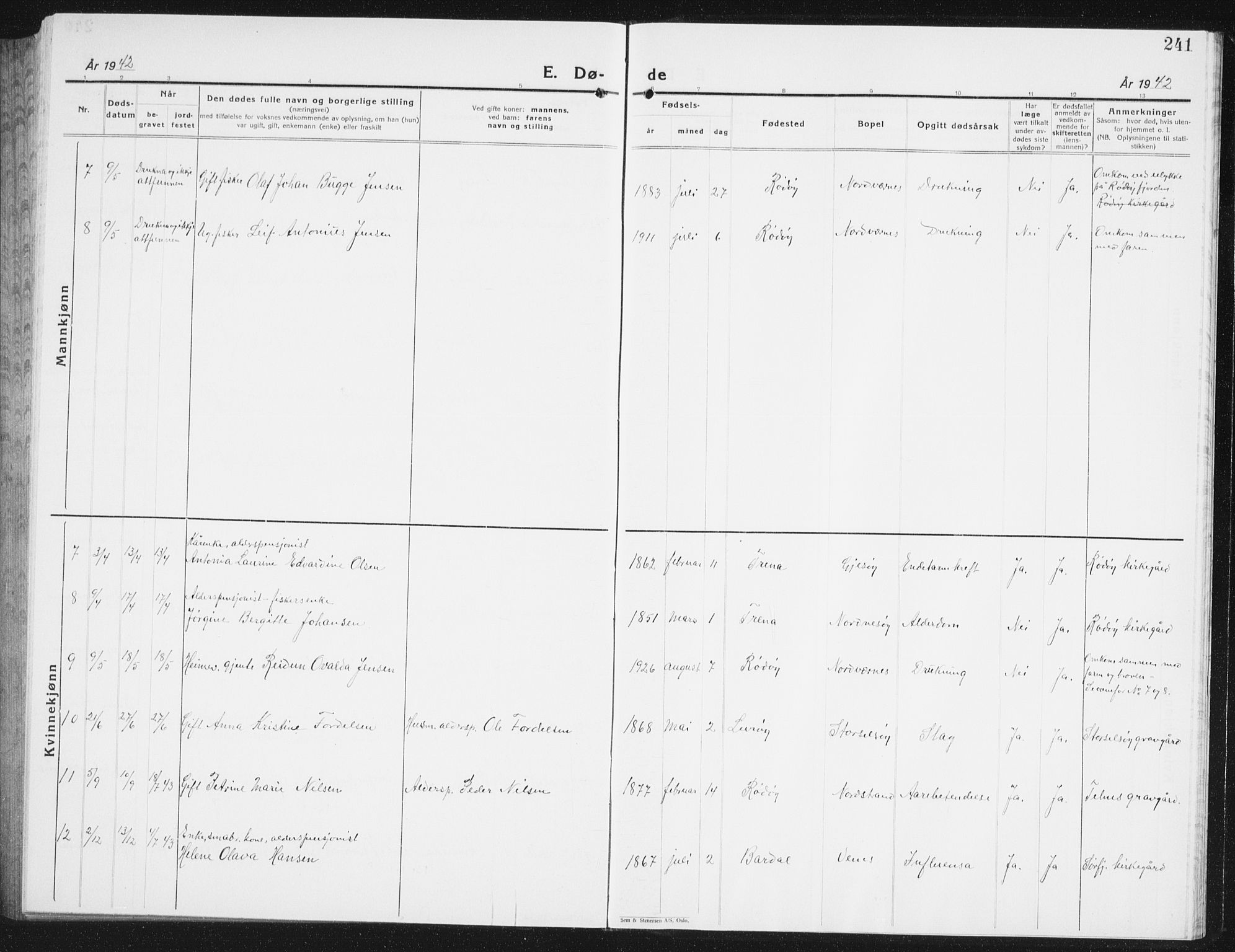 Ministerialprotokoller, klokkerbøker og fødselsregistre - Nordland, AV/SAT-A-1459/841/L0622: Klokkerbok nr. 841C06, 1924-1942, s. 241