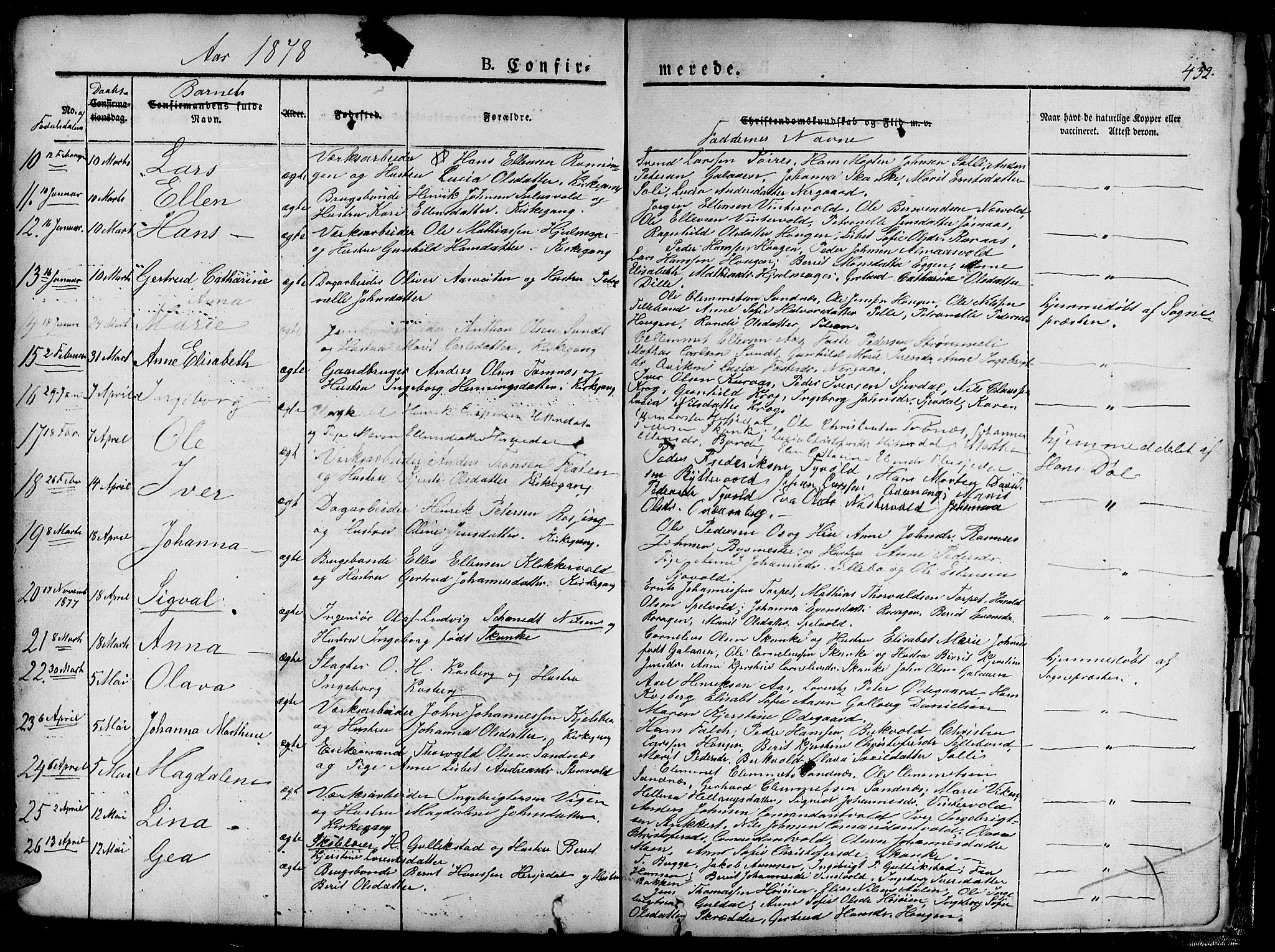 Ministerialprotokoller, klokkerbøker og fødselsregistre - Sør-Trøndelag, AV/SAT-A-1456/681/L0938: Klokkerbok nr. 681C02, 1829-1879, s. 432