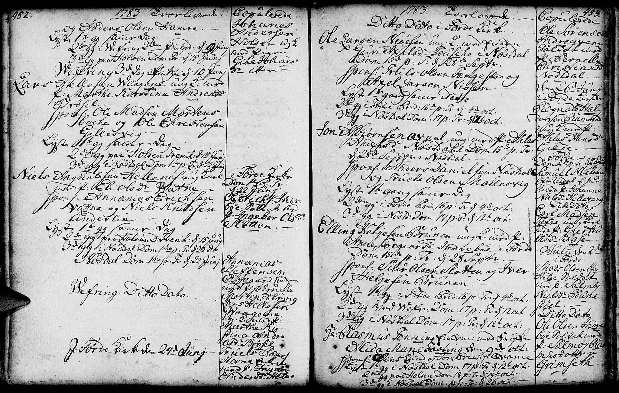 Førde sokneprestembete, AV/SAB-A-79901/H/Haa/Haaa/L0004: Ministerialbok nr. A 4, 1781-1803, s. 452-453