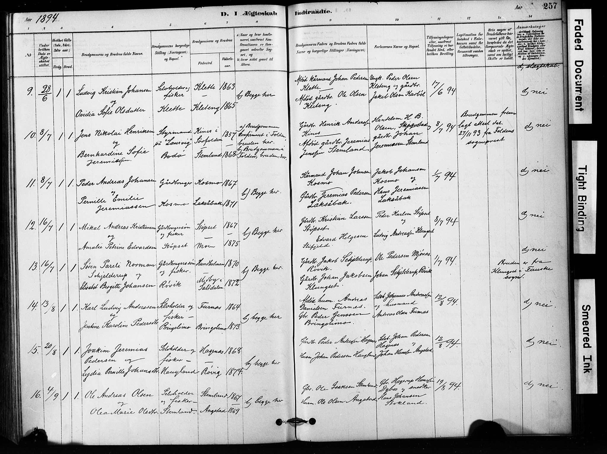 Ministerialprotokoller, klokkerbøker og fødselsregistre - Nordland, AV/SAT-A-1459/852/L0754: Klokkerbok nr. 852C05, 1878-1894, s. 257