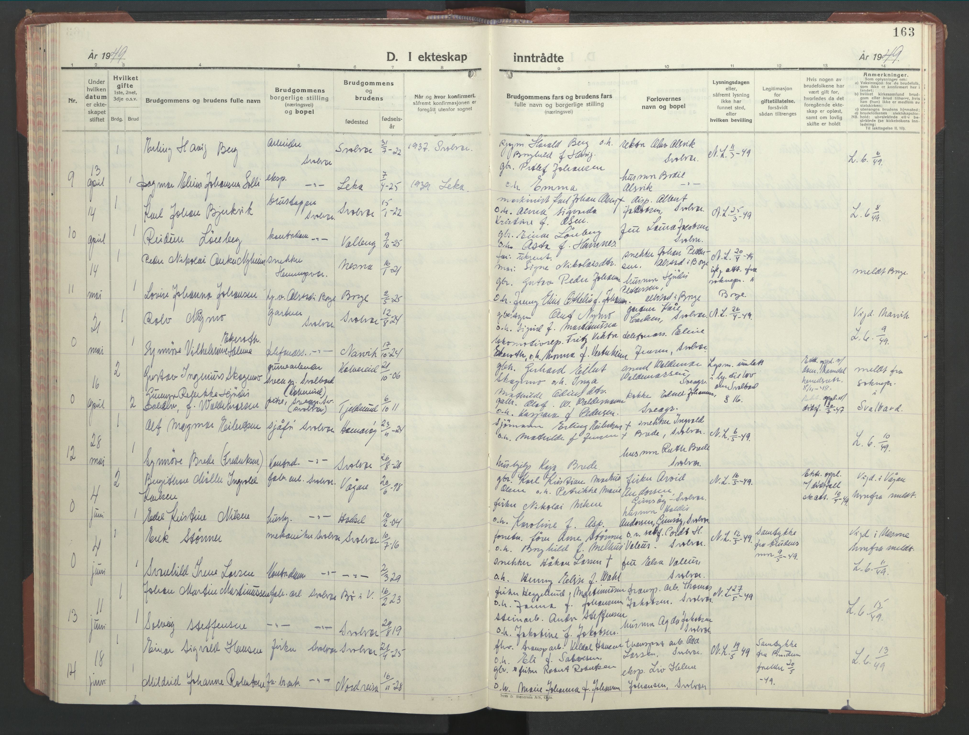 Ministerialprotokoller, klokkerbøker og fødselsregistre - Nordland, AV/SAT-A-1459/877/L1118: Klokkerbok nr. 877C02, 1939-1950, s. 163