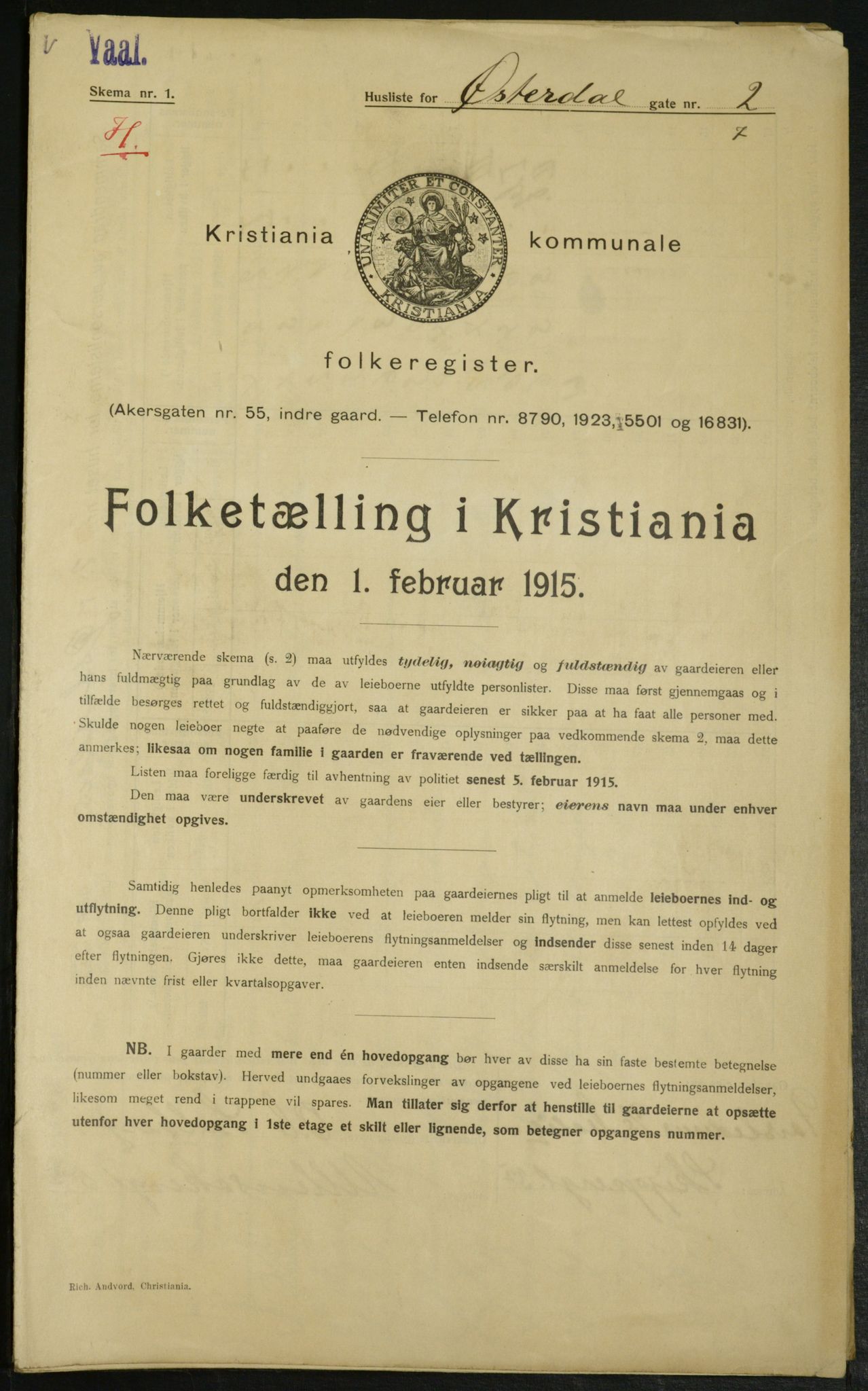 OBA, Kommunal folketelling 1.2.1915 for Kristiania, 1915, s. 129491