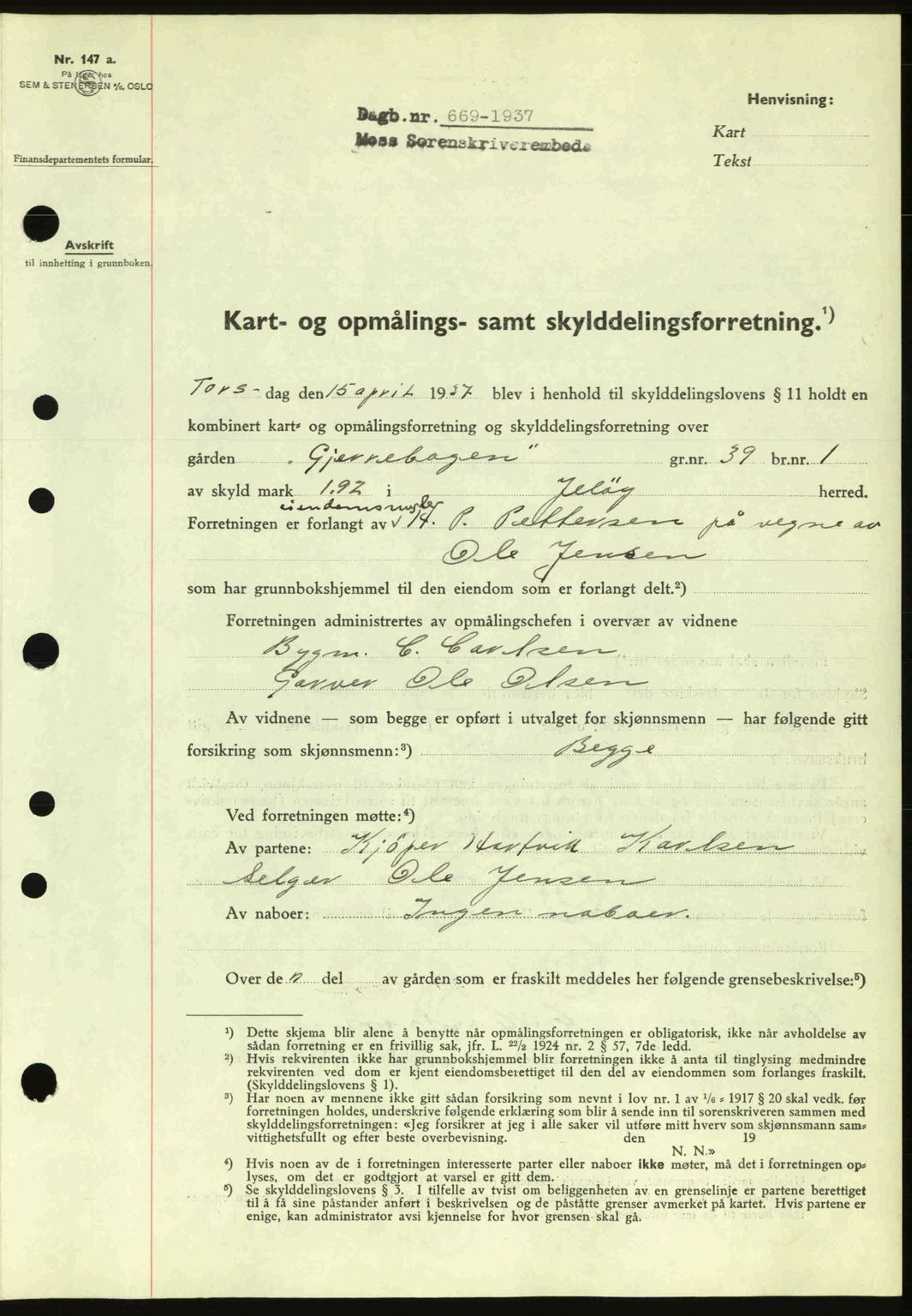 Moss sorenskriveri, SAO/A-10168: Pantebok nr. A2, 1936-1937, Dagboknr: 669/1937