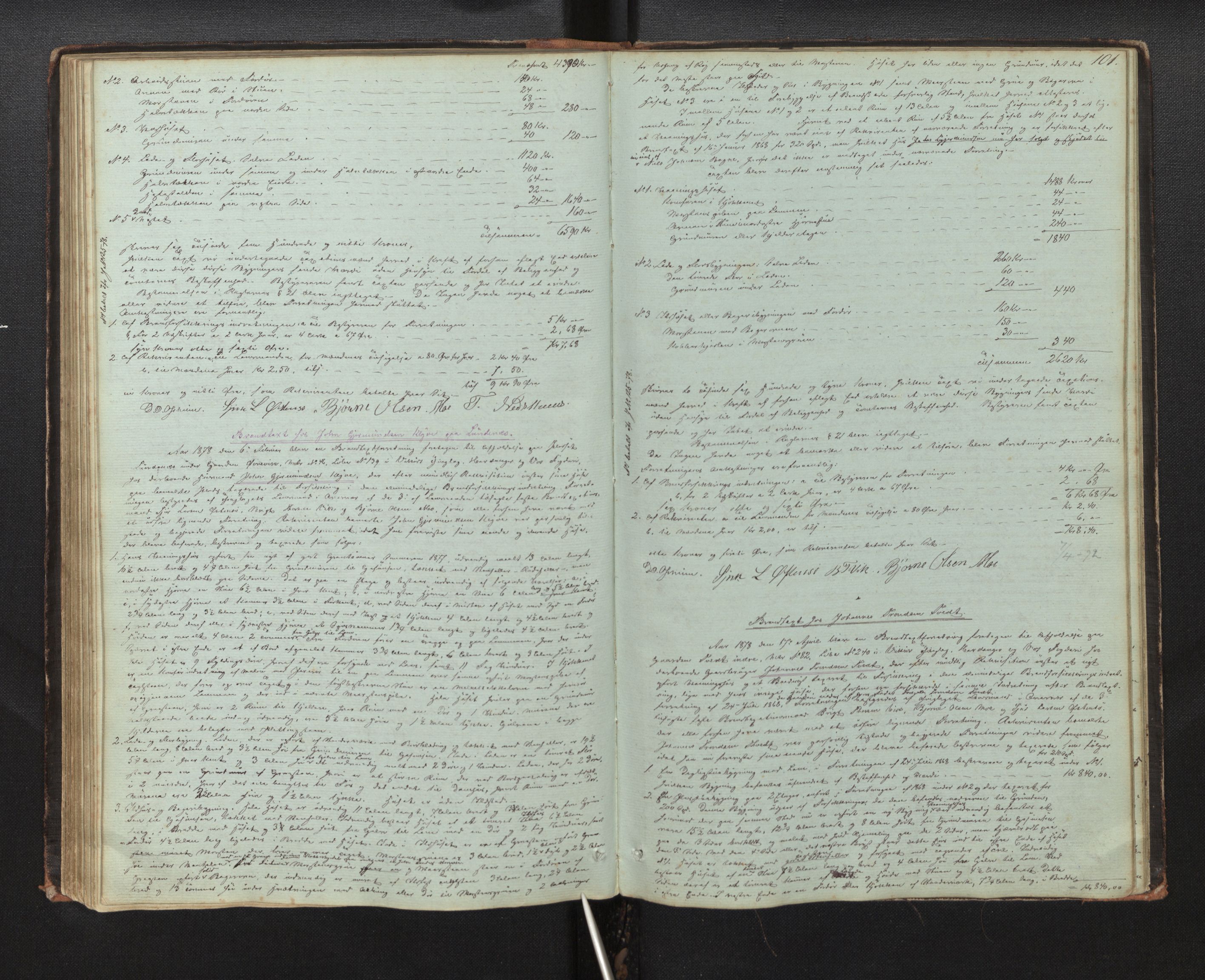 Lensmannen i Kvam, AV/SAB-A-33201/0012/L0001: Branntakstprotokoll, 1851-1881, s. 100b-101a
