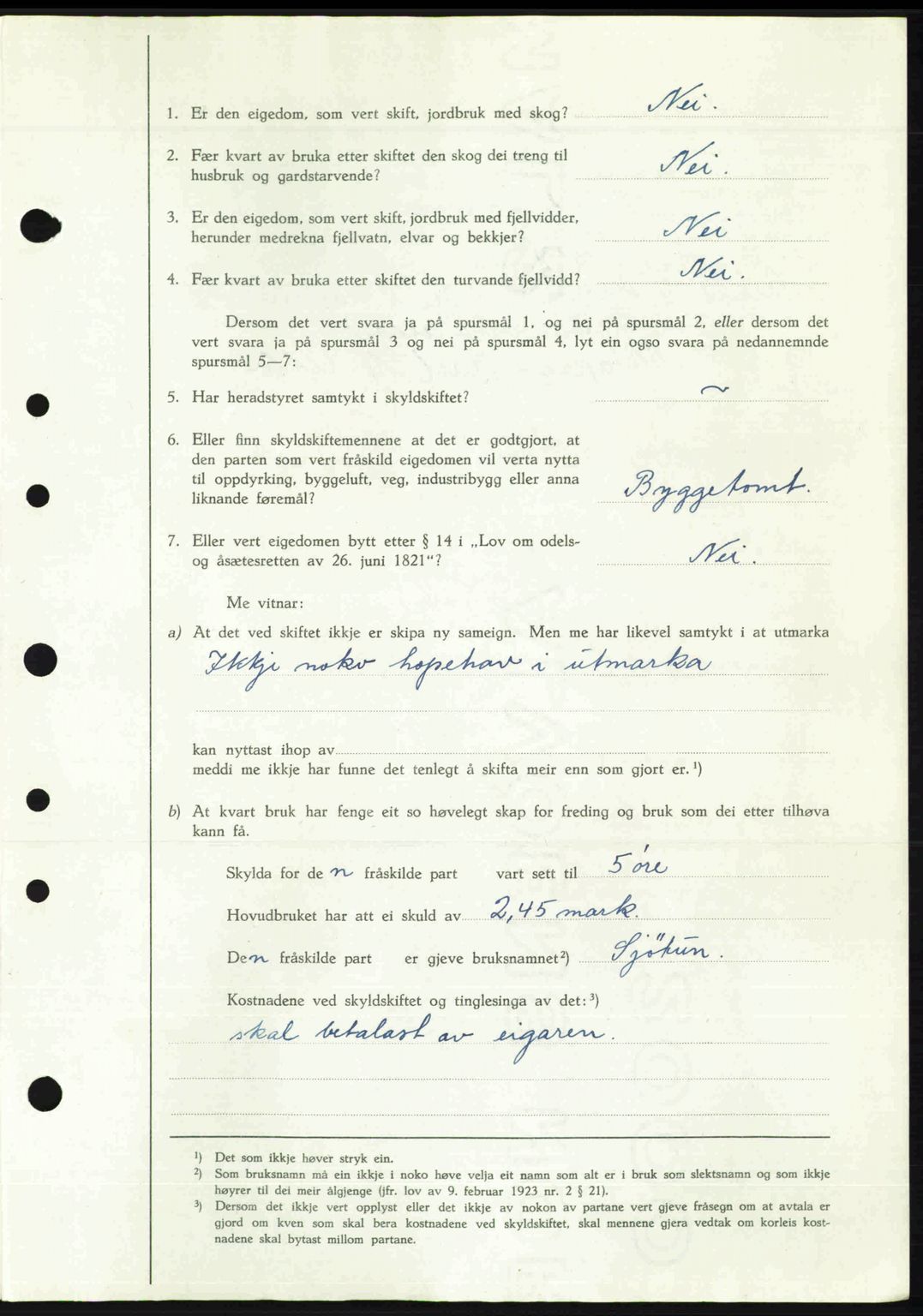 Nordre Sunnmøre sorenskriveri, AV/SAT-A-0006/1/2/2C/2Ca: Pantebok nr. A23, 1946-1947, Dagboknr: 191/1947