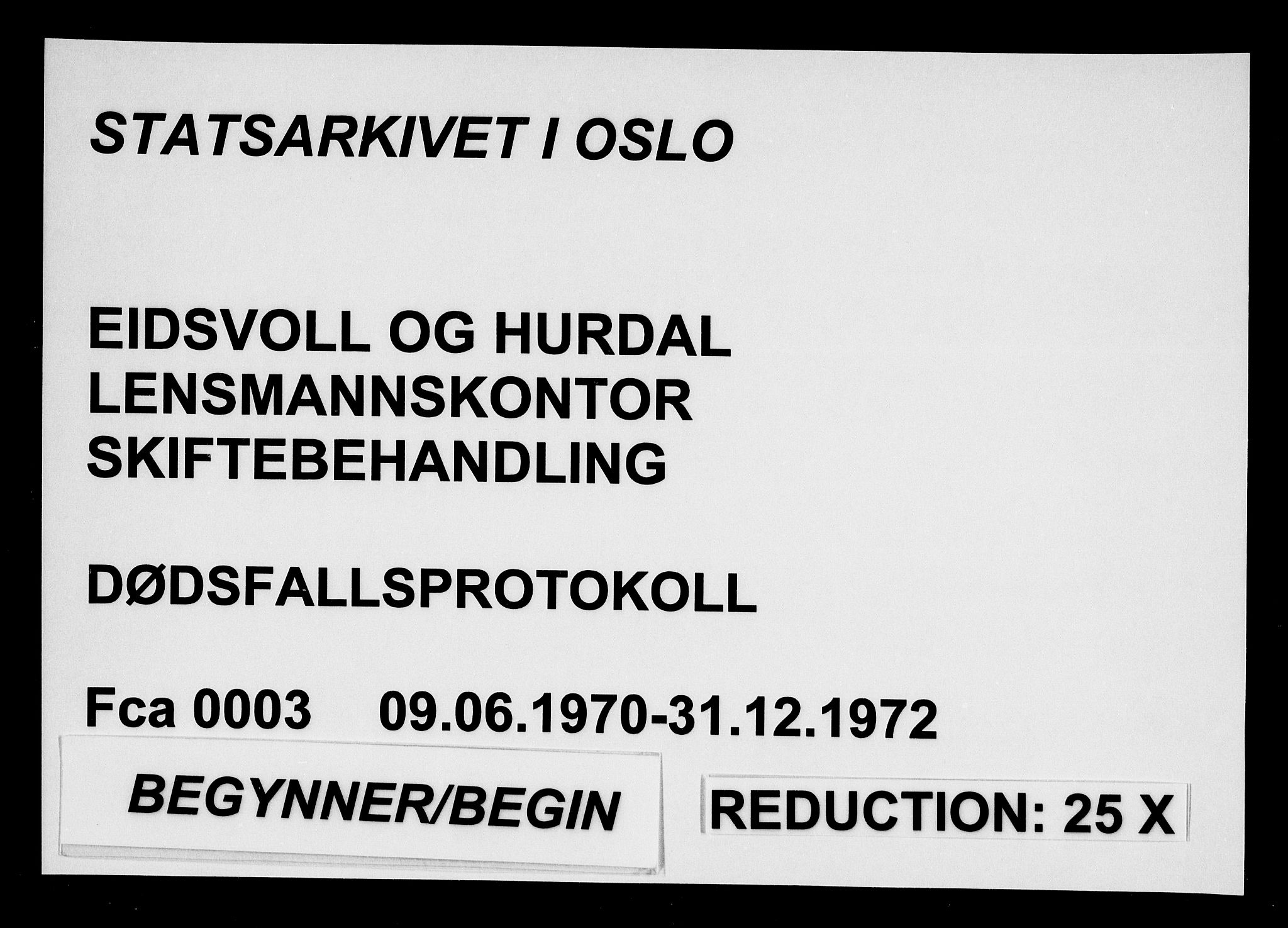 Eidsvoll og Hurdal lensmannskontor, SAO/A-10266/H/Ha/L0003: Dødsfallprotokoll, 1970-1972