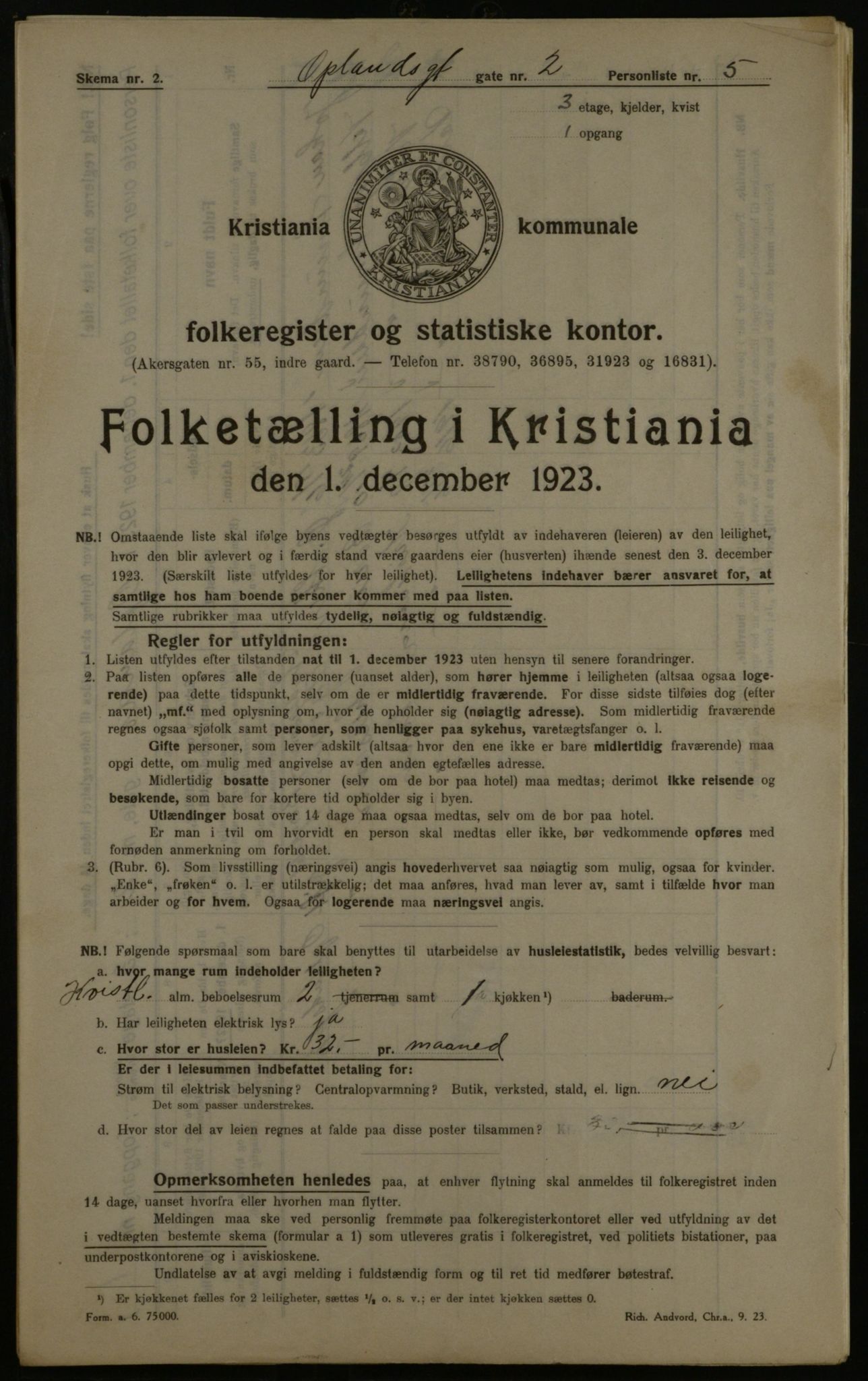 OBA, Kommunal folketelling 1.12.1923 for Kristiania, 1923, s. 83684