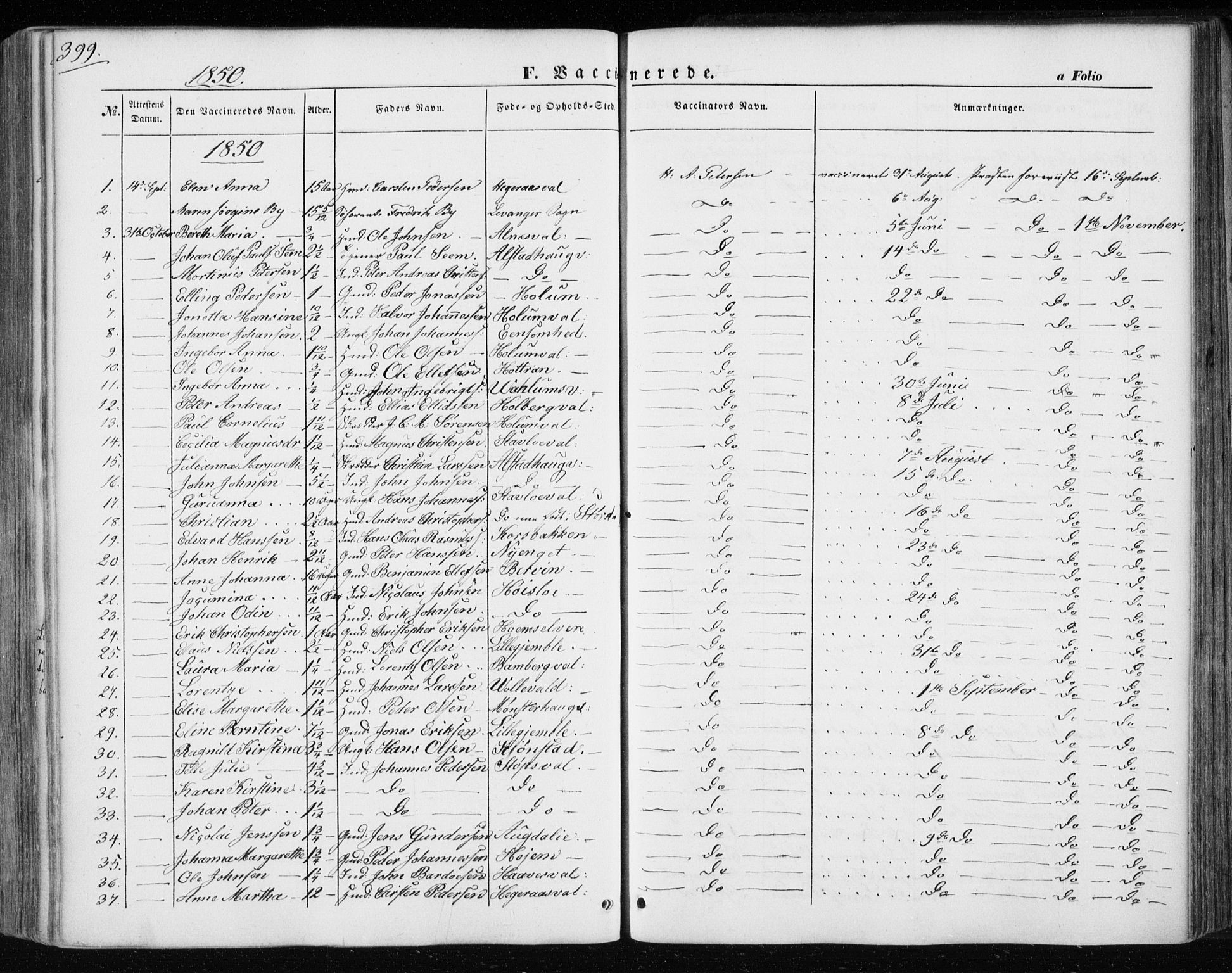 Ministerialprotokoller, klokkerbøker og fødselsregistre - Nord-Trøndelag, AV/SAT-A-1458/717/L0154: Ministerialbok nr. 717A07 /1, 1850-1862, s. 399