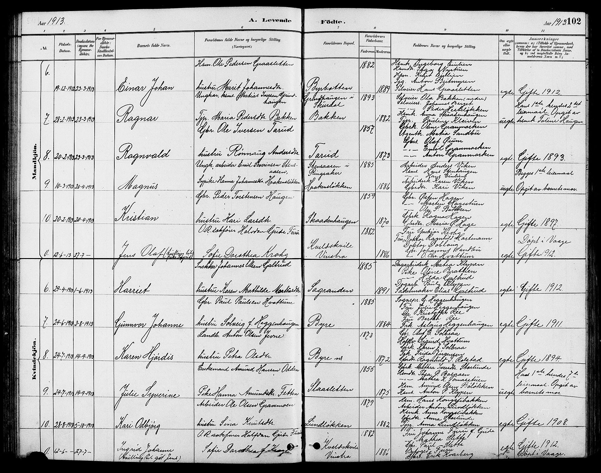 Nord-Fron prestekontor, AV/SAH-PREST-080/H/Ha/Hab/L0004: Klokkerbok nr. 4, 1884-1914, s. 102