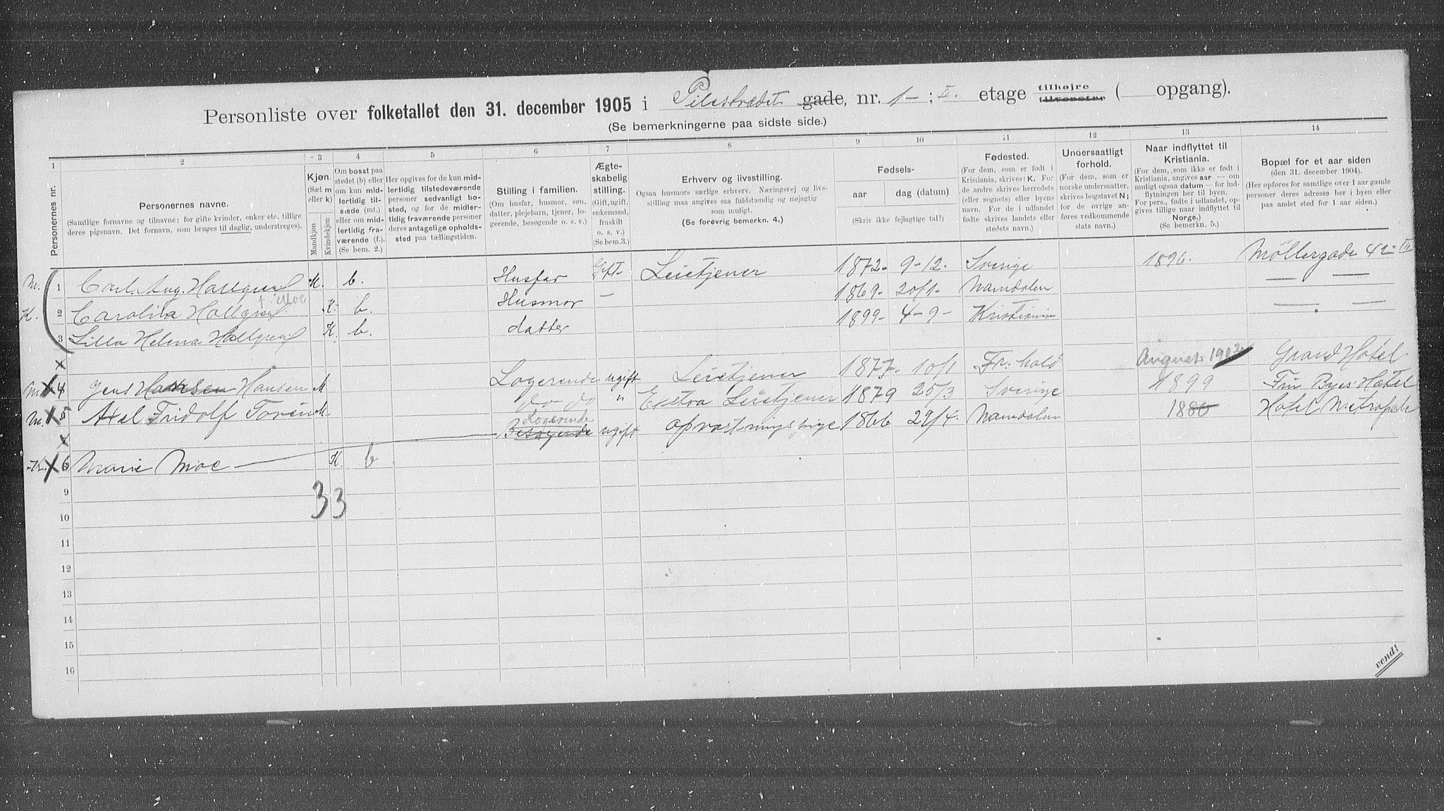 OBA, Kommunal folketelling 31.12.1905 for Kristiania kjøpstad, 1905, s. 41457