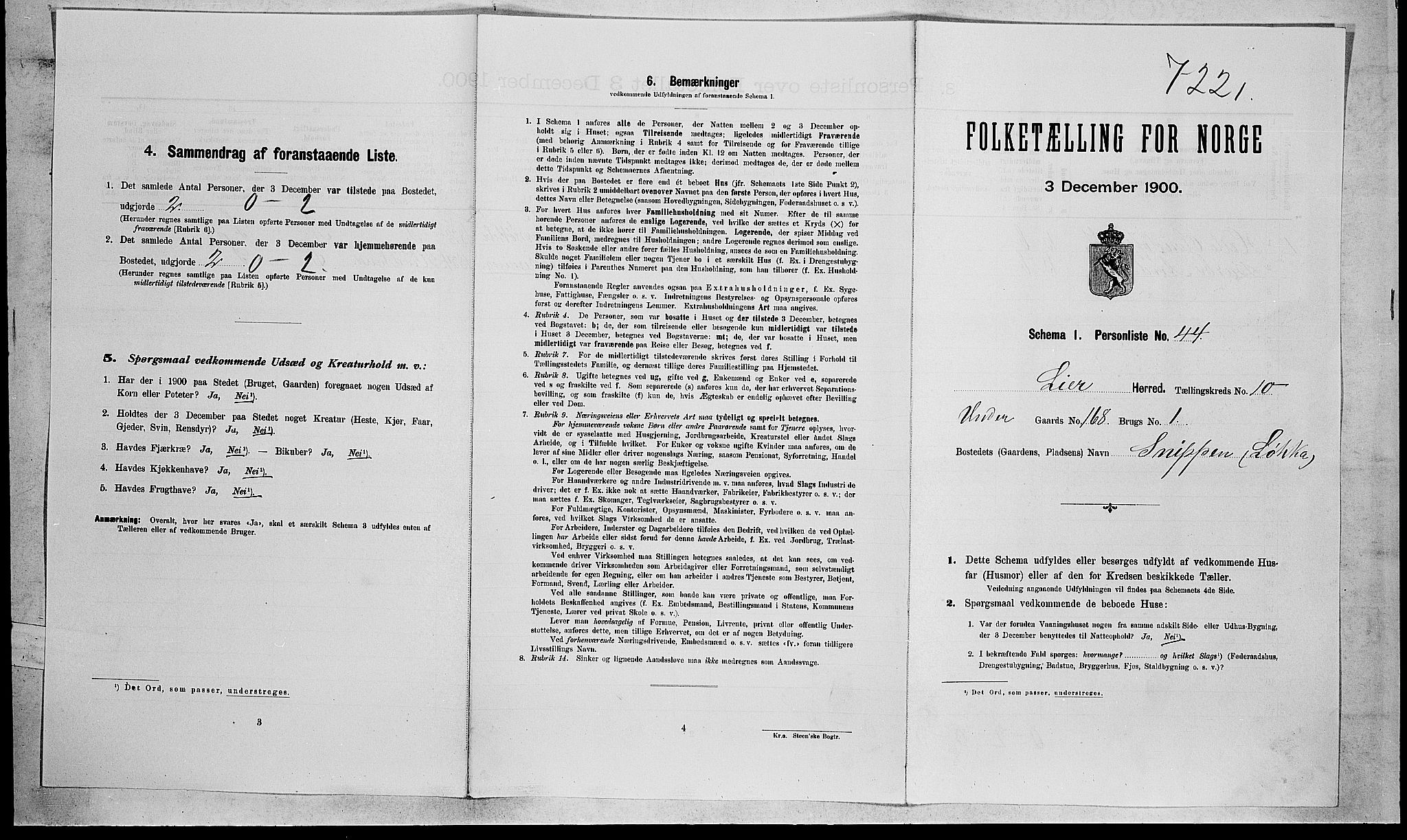 RA, Folketelling 1900 for 0626 Lier herred, 1900, s. 1824