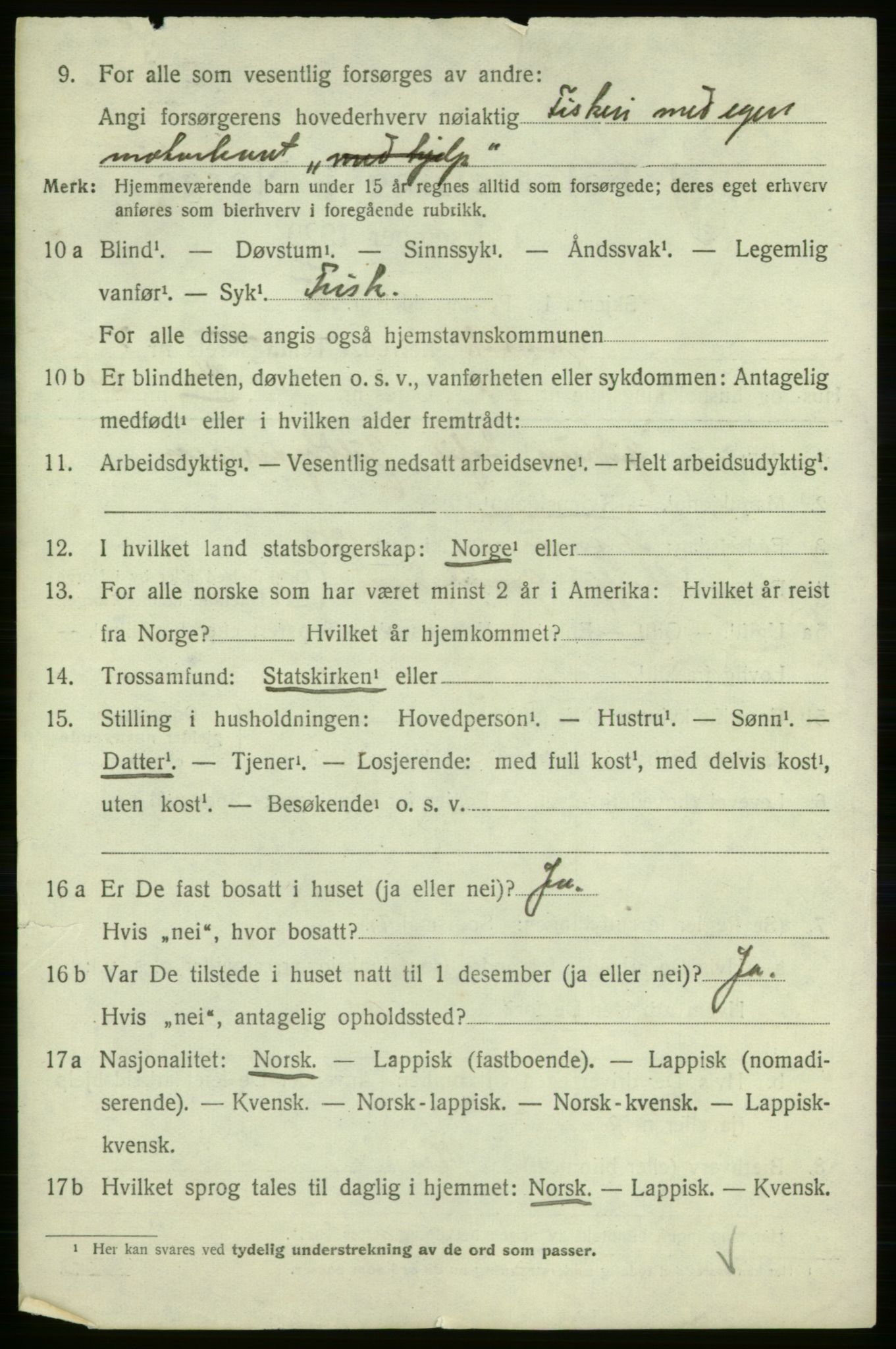 SATØ, Folketelling 1920 for 2023 Gamvik herred, 1920, s. 2977