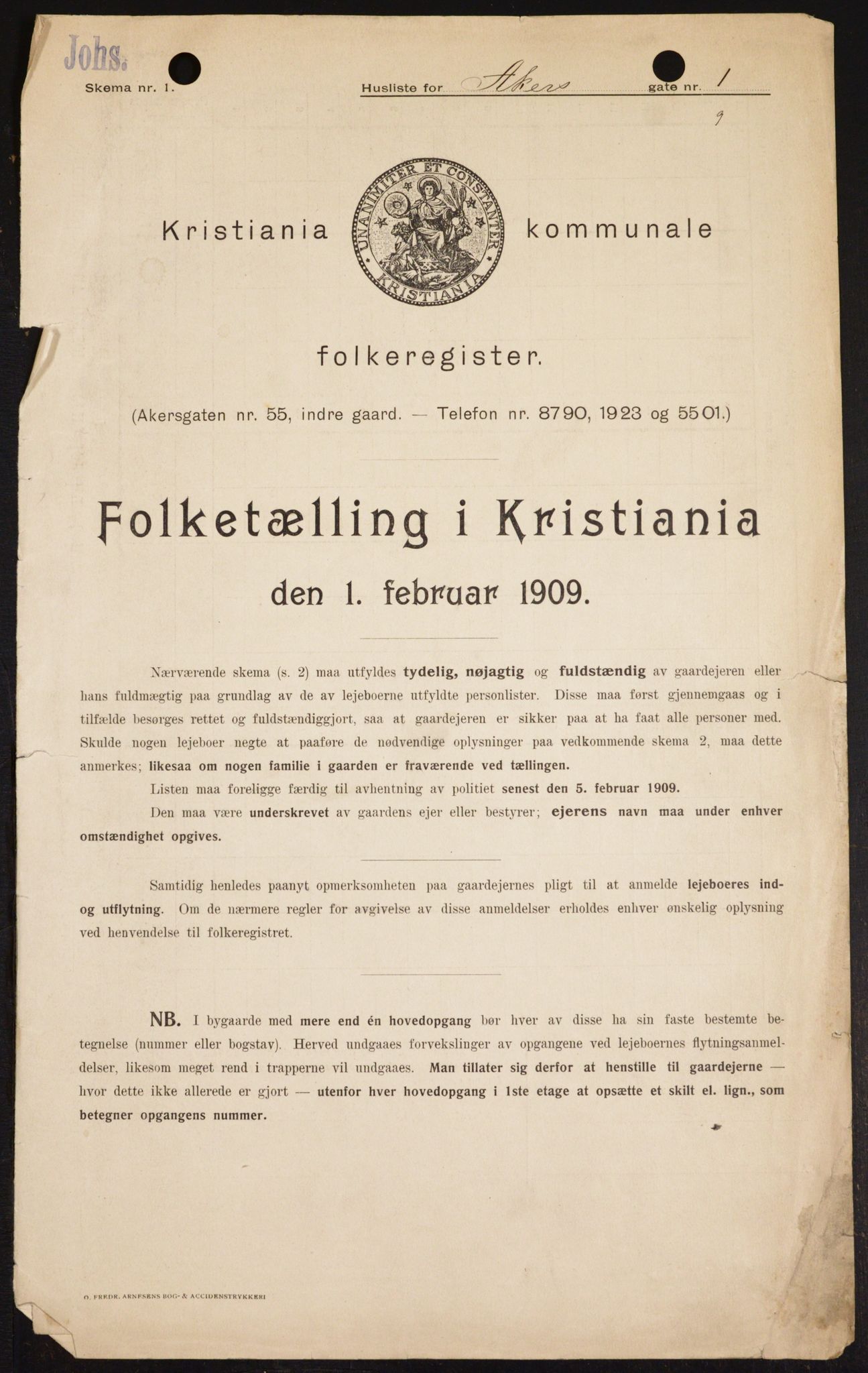 OBA, Kommunal folketelling 1.2.1909 for Kristiania kjøpstad, 1909, s. 284