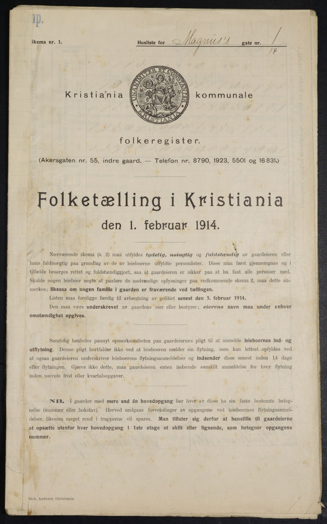 OBA, Kommunal folketelling 1.2.1914 for Kristiania, 1914, s. 59154
