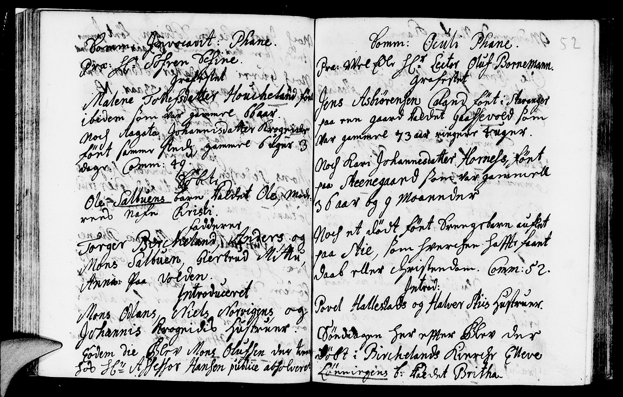 Fana Sokneprestembete, AV/SAB-A-75101/H/Haa/Haaa/L0001: Ministerialbok nr. A 1, 1712-1719, s. 52