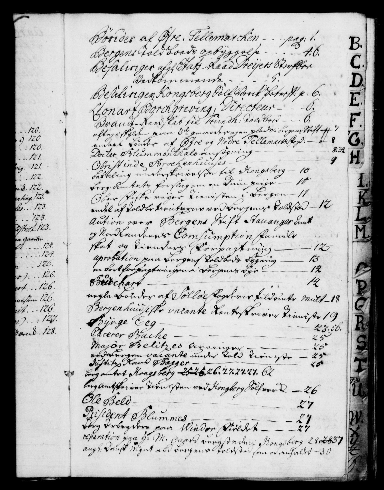 Rentekammeret, Kammerkanselliet, RA/EA-3111/G/Gf/Gfb/L0004: Register til norske relasjons- og resolusjonsprotokoller (merket RK 52.99), 1736-1743