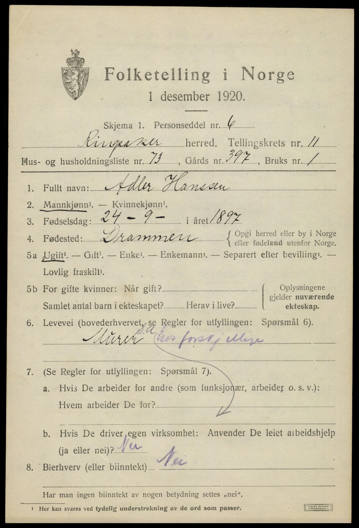 SAH, Folketelling 1920 for 0412 Ringsaker herred, 1920, s. 19218