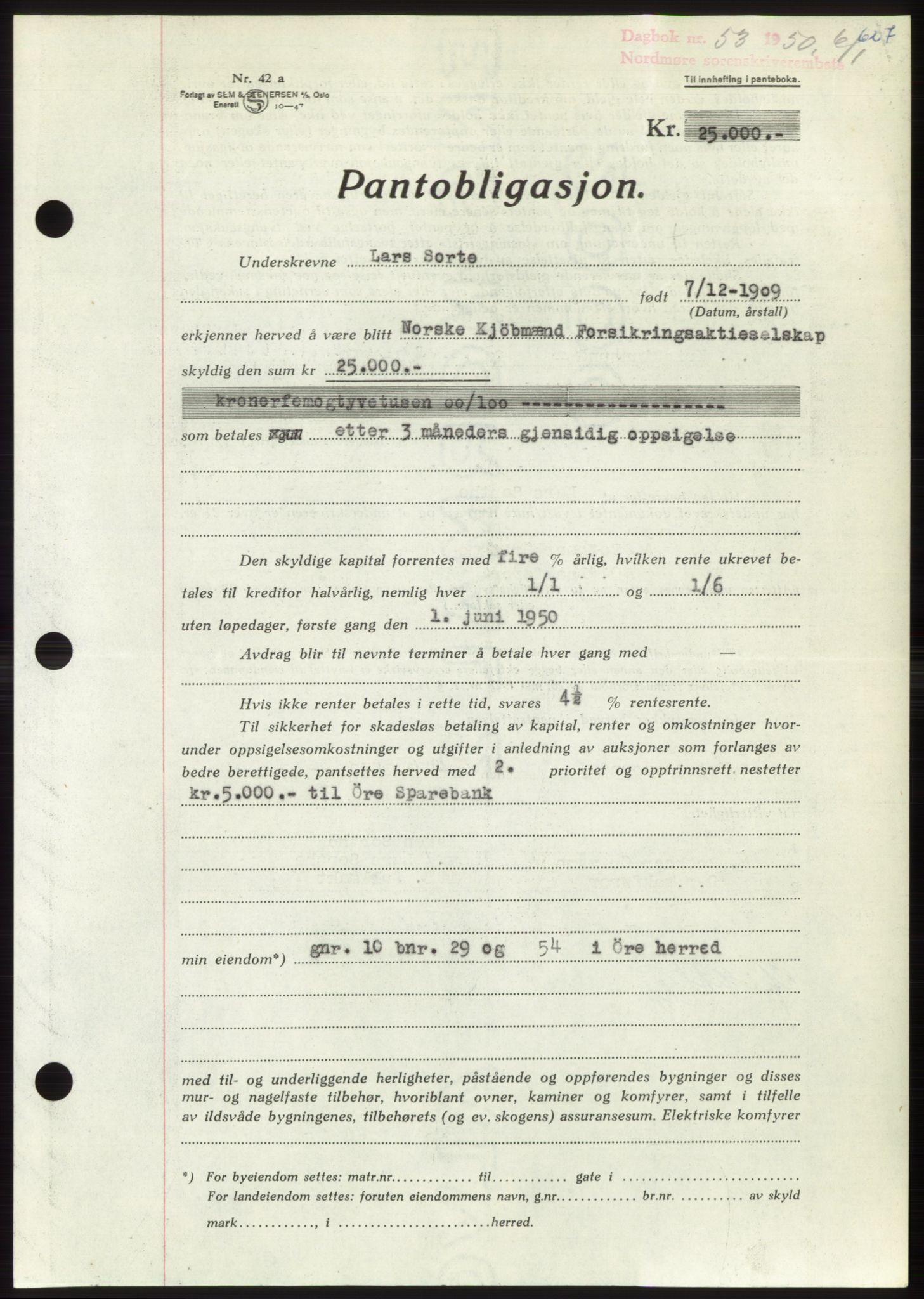 Nordmøre sorenskriveri, AV/SAT-A-4132/1/2/2Ca: Pantebok nr. B103, 1949-1950, Dagboknr: 53/1950