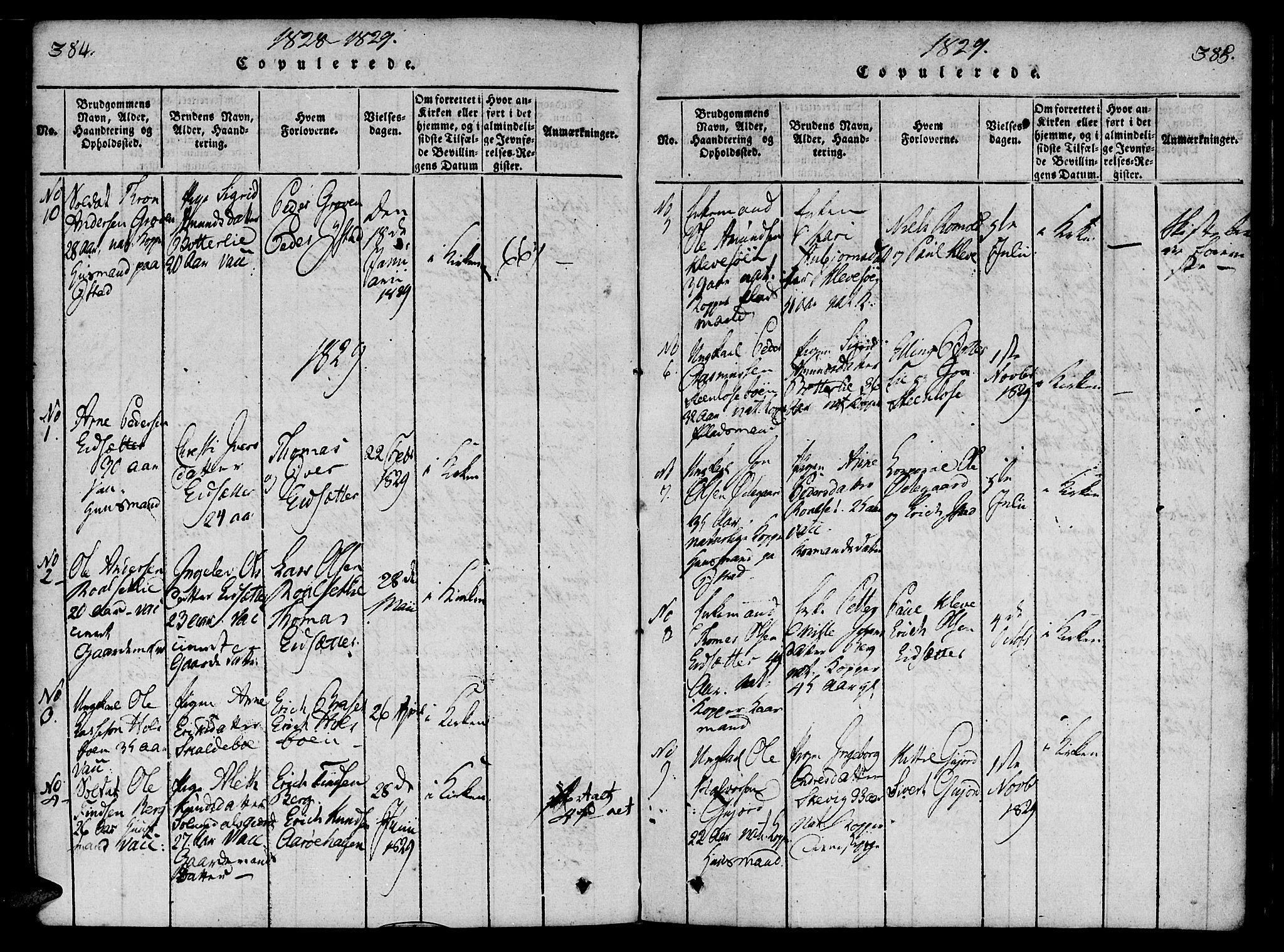 Ministerialprotokoller, klokkerbøker og fødselsregistre - Møre og Romsdal, SAT/A-1454/557/L0679: Ministerialbok nr. 557A01, 1818-1843, s. 384-385