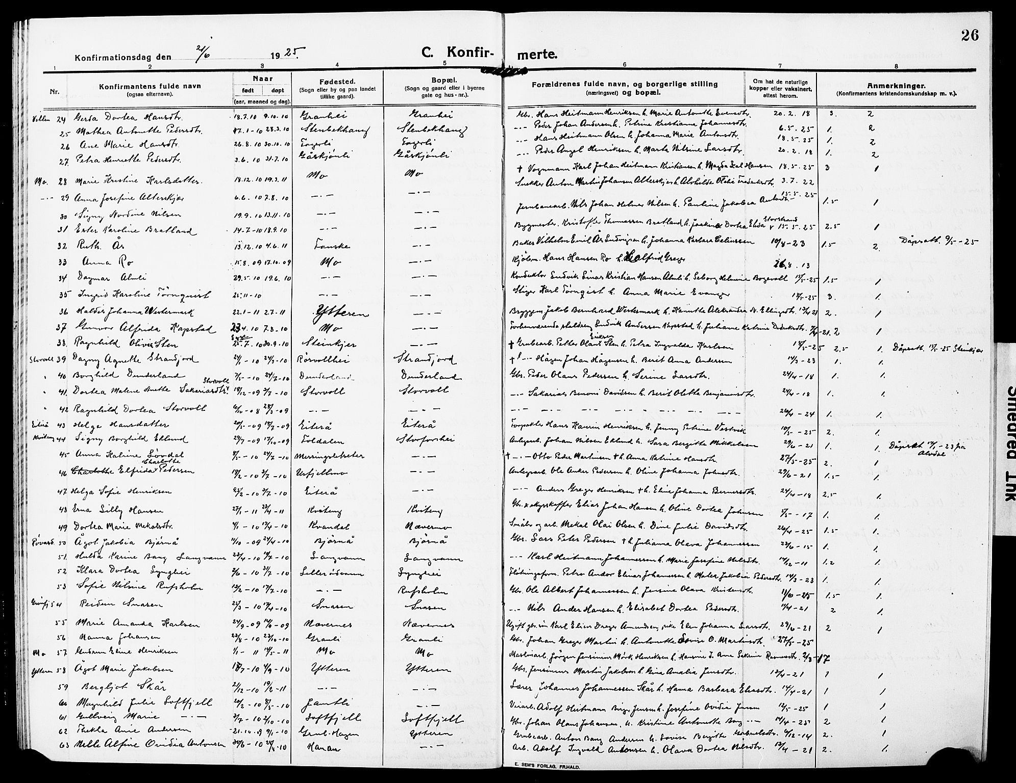 Ministerialprotokoller, klokkerbøker og fødselsregistre - Nordland, AV/SAT-A-1459/827/L0424: Klokkerbok nr. 827C13, 1921-1930, s. 26