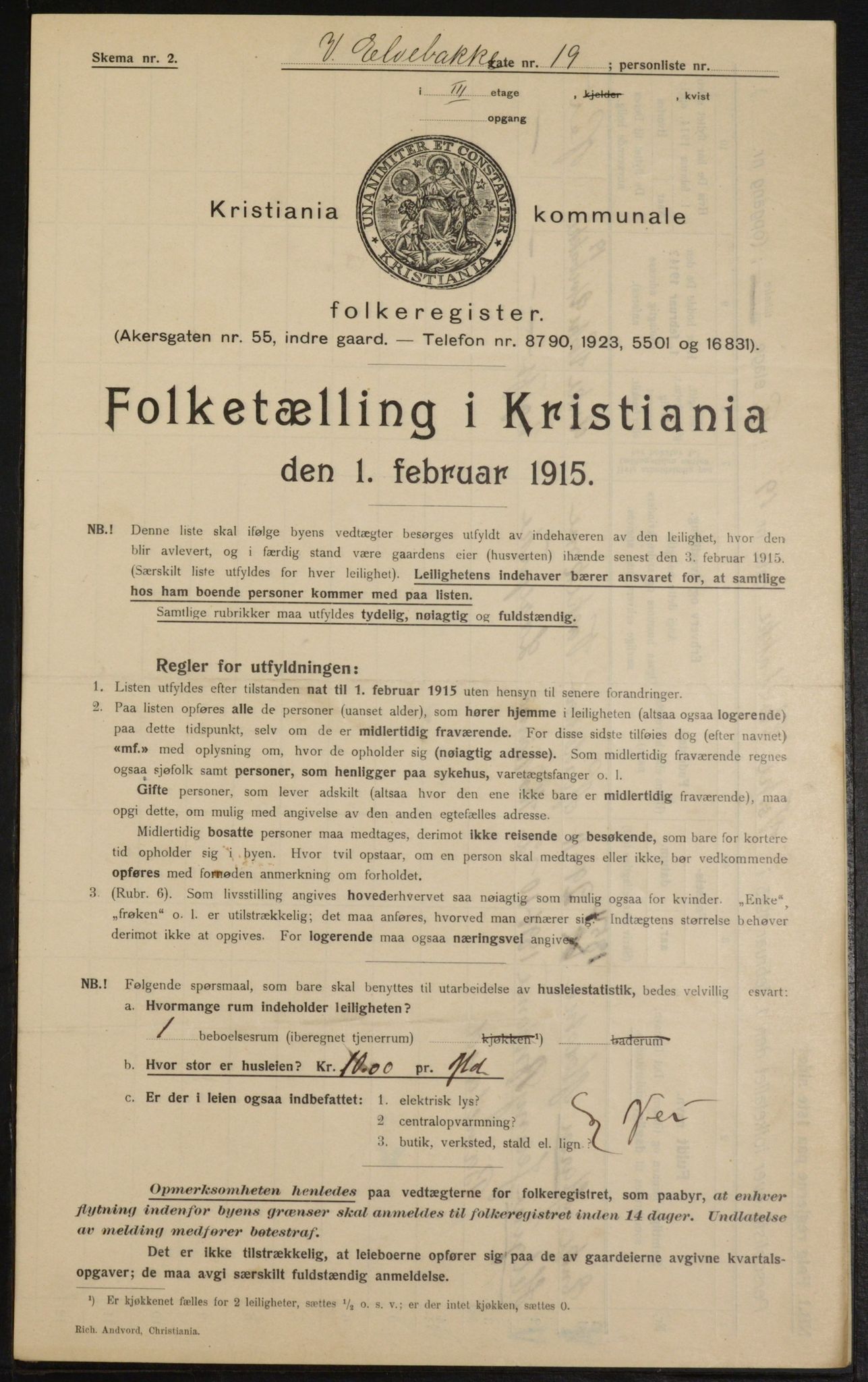 OBA, Kommunal folketelling 1.2.1915 for Kristiania, 1915, s. 123152