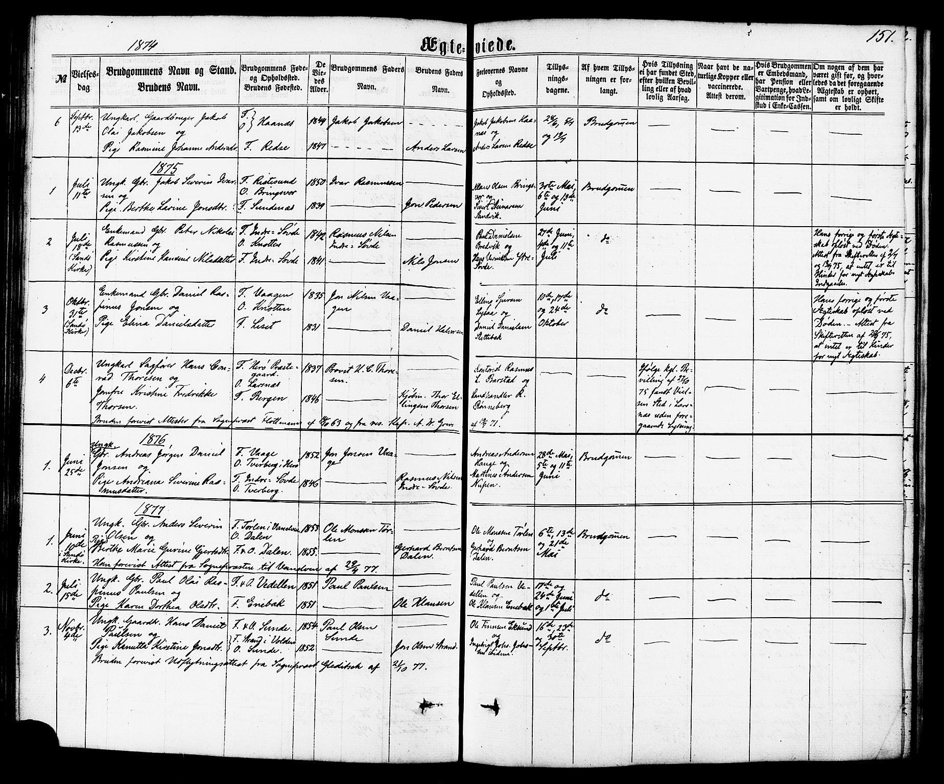 Ministerialprotokoller, klokkerbøker og fødselsregistre - Møre og Romsdal, AV/SAT-A-1454/504/L0055: Ministerialbok nr. 504A02, 1861-1884, s. 151