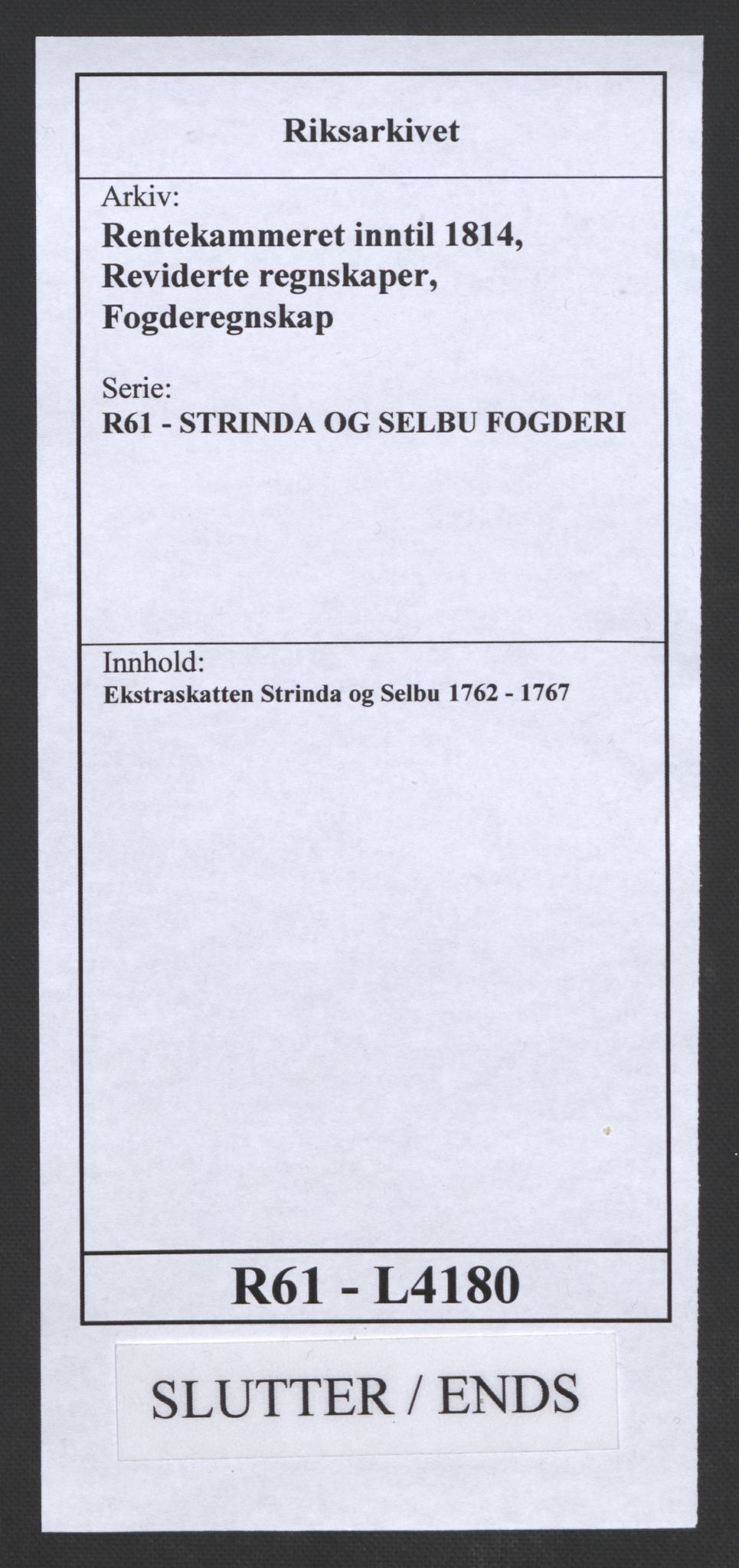 Rentekammeret inntil 1814, Reviderte regnskaper, Fogderegnskap, RA/EA-4092/R61/L4180: Ekstraskatten Strinda og Selbu, 1762-1767, s. 429