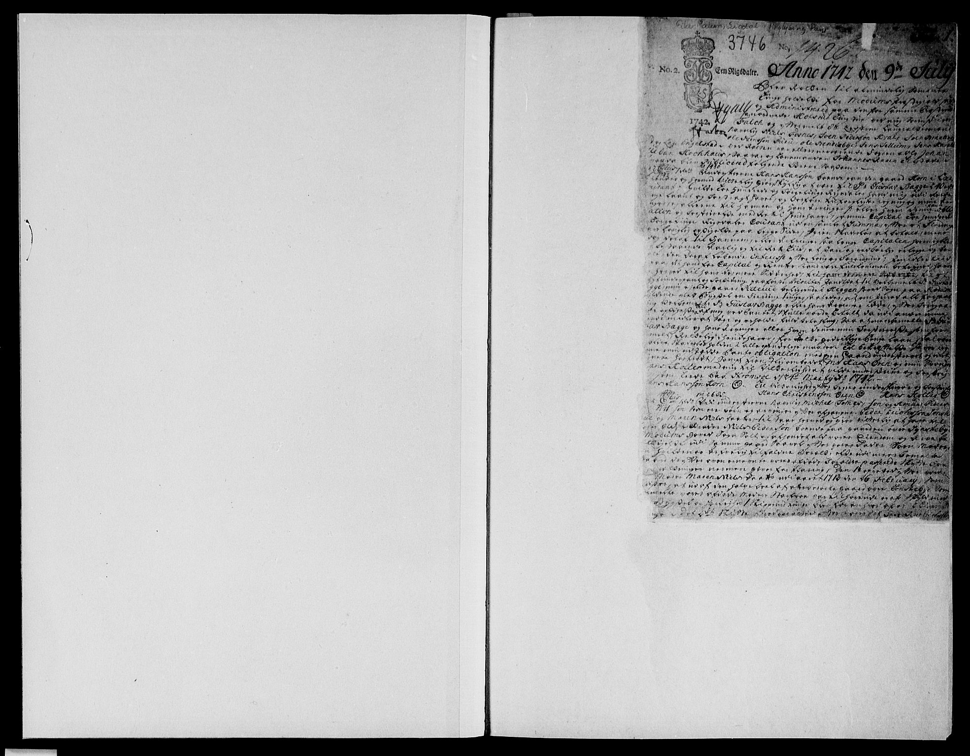 Eiker, Modum og Sigdal sorenskriveri, SAKO/A-123/G/Ga/Gaa/L0002a: Pantebok nr. I 2a, 1742-1746, s. 1