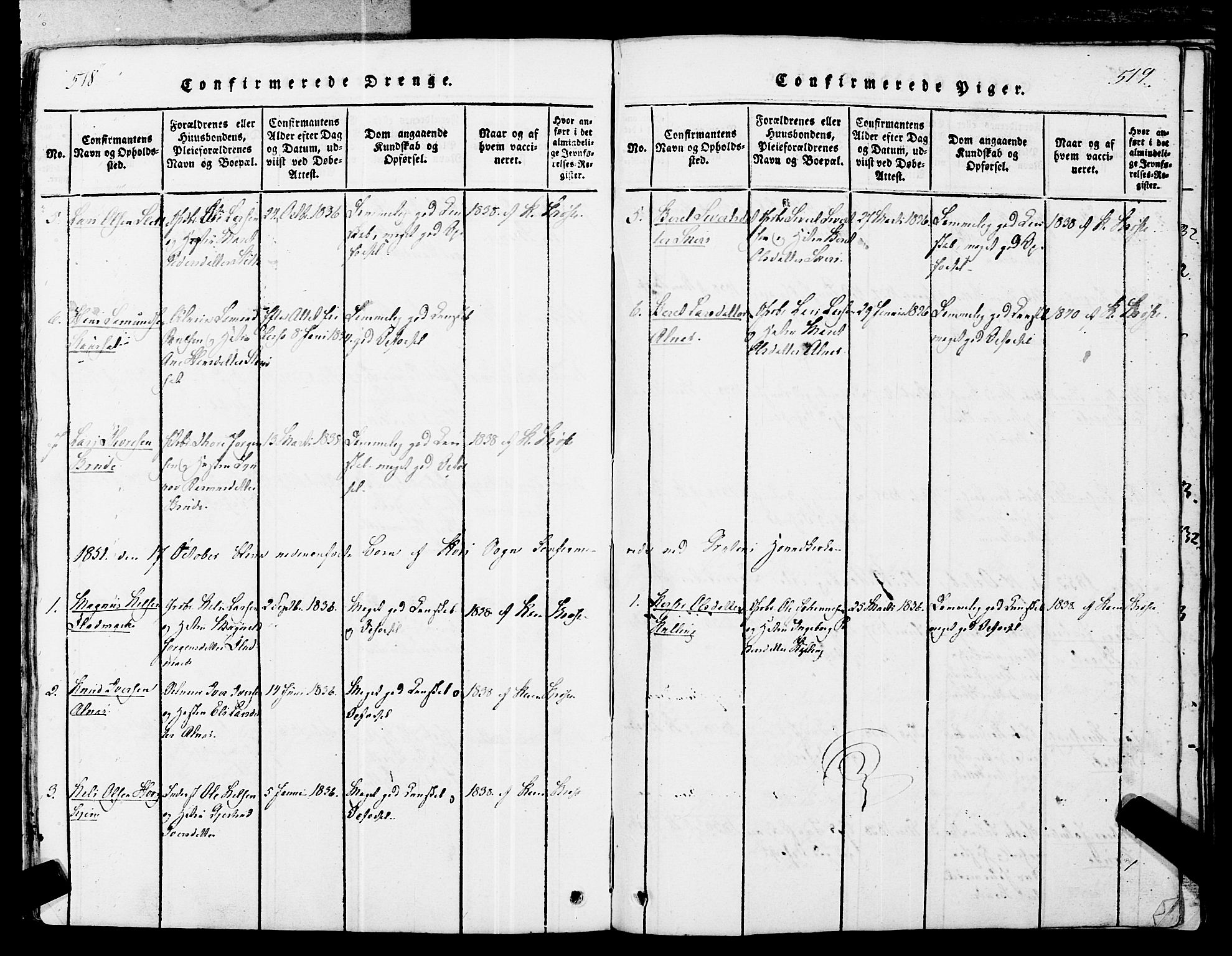 Ministerialprotokoller, klokkerbøker og fødselsregistre - Møre og Romsdal, AV/SAT-A-1454/546/L0593: Ministerialbok nr. 546A01, 1818-1853, s. 518-519