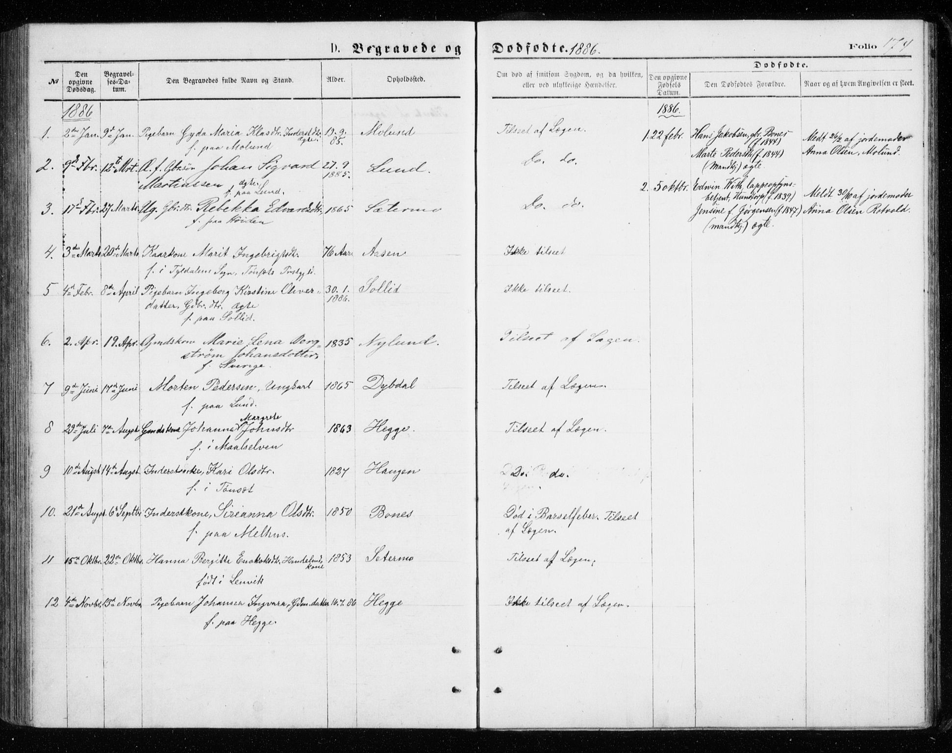 Målselv sokneprestembete, AV/SATØ-S-1311/G/Ga/Gab/L0007klokker: Klokkerbok nr. 7, 1876-1895, s. 174