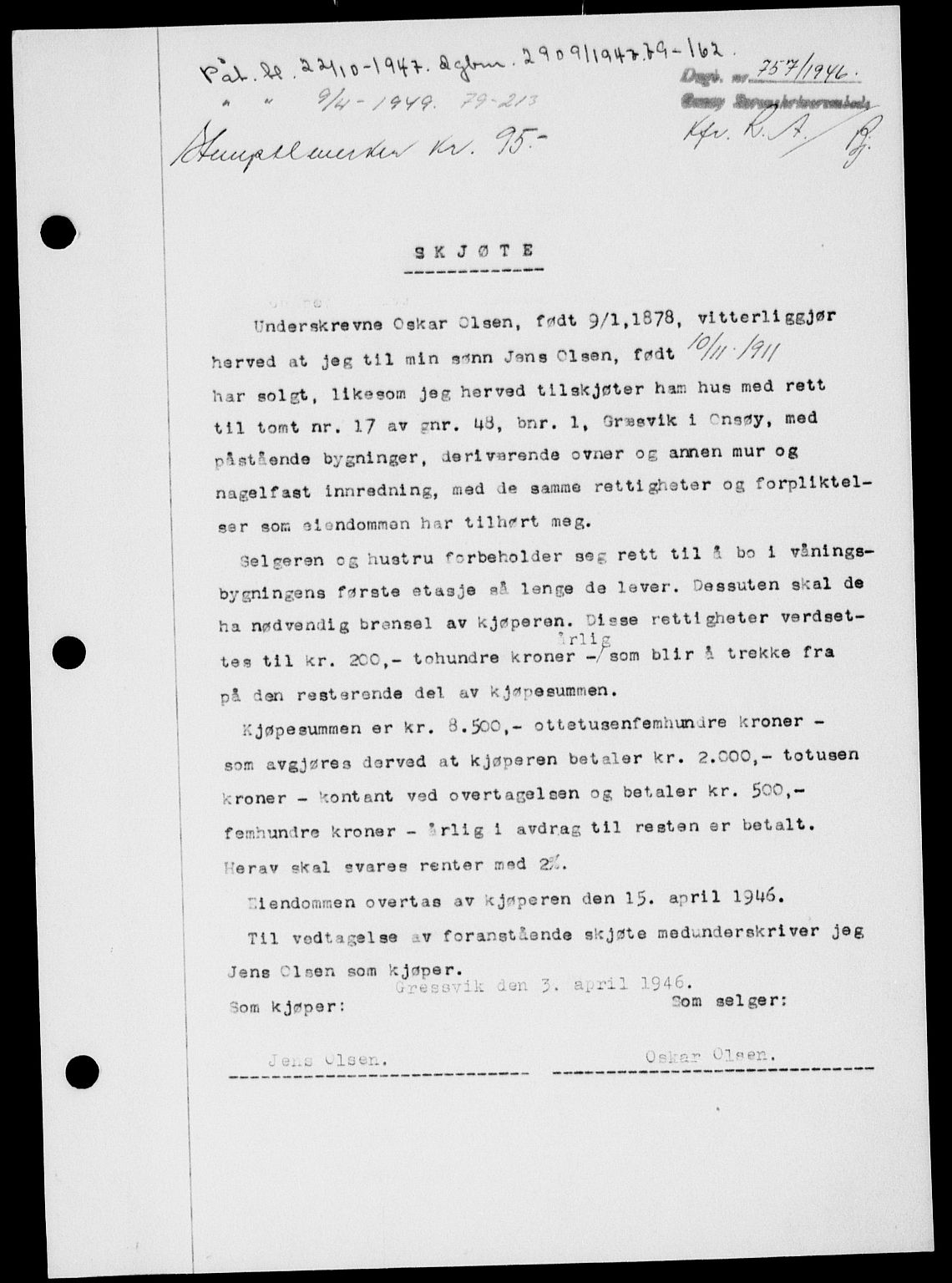Onsøy sorenskriveri, SAO/A-10474/G/Ga/Gab/L0016: Pantebok nr. II A-16, 1946-1946, Dagboknr: 757/1946