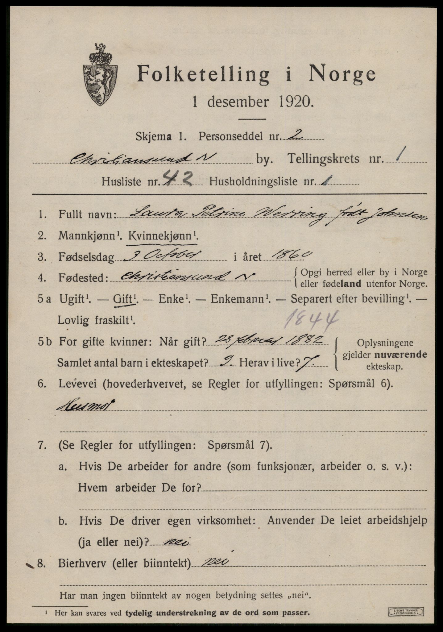 SAT, Folketelling 1920 for 1503 Kristiansund kjøpstad, 1920, s. 10997